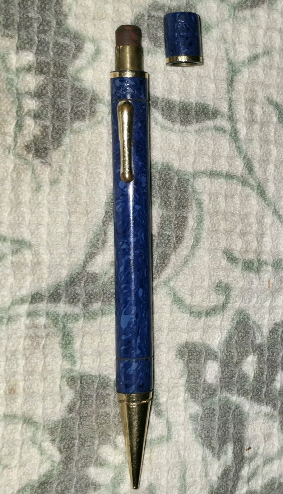 Vintage Conklin Endura Blue Marble Celluloid Mechanical Pencil – Working c.1930