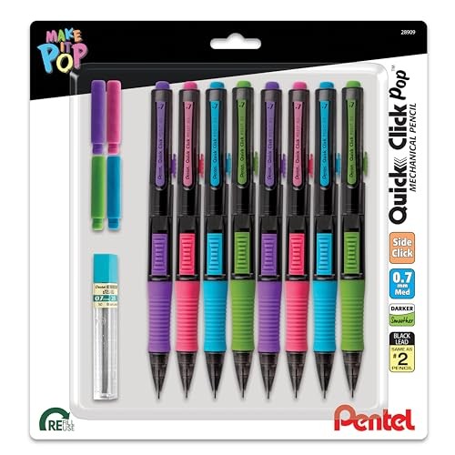 Quick Click POP Mechanical Pencil, (0.7mm), Includes Refill Lead and Erasers,