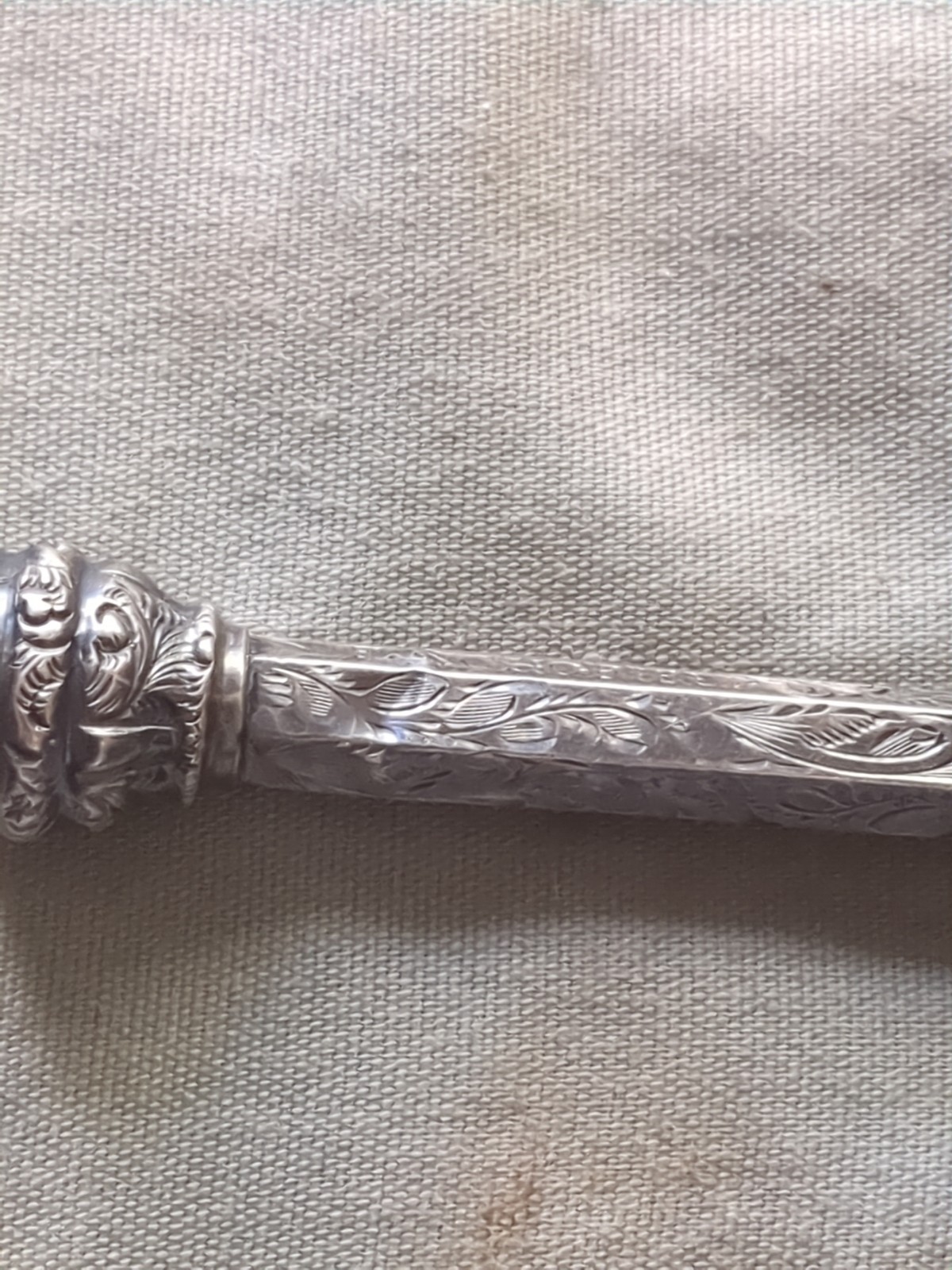 19th Century F. Schofield Sterling Silver Propelling Pencil W/ Black Opal Stone