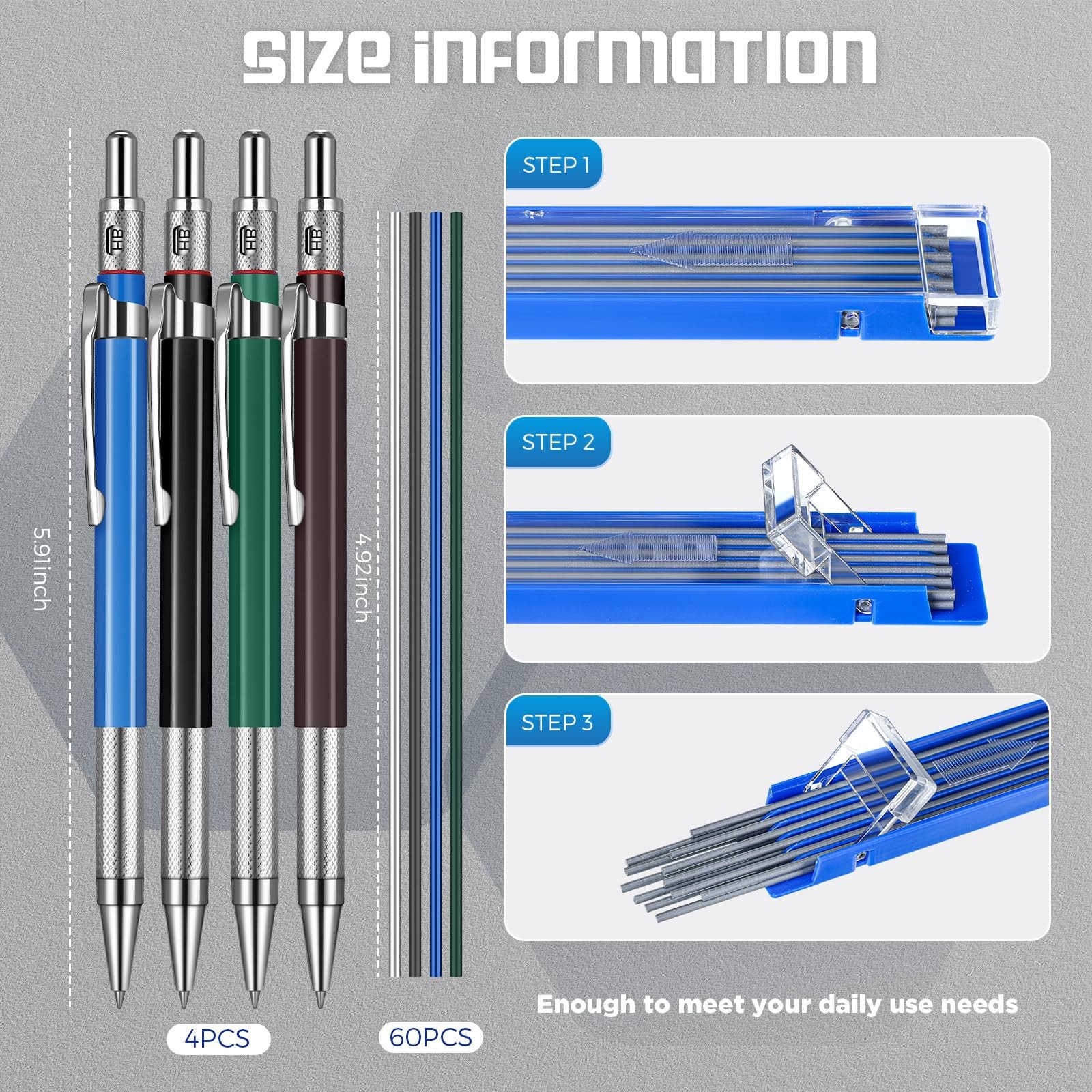Nezyo 4 Pieces Welder Pencil with 60 Round Black, Blue, Green, Silver