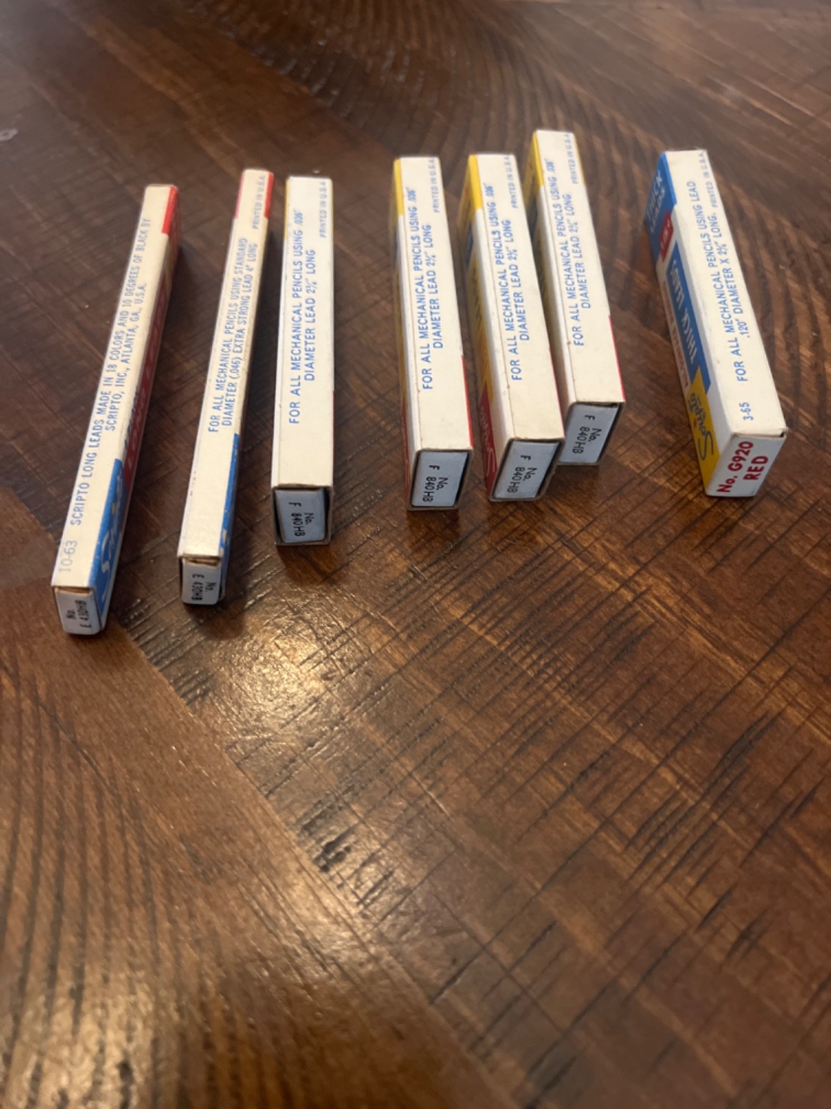 SCRIPTO vintage long, thin, thick leads, lot of 7 total NOS