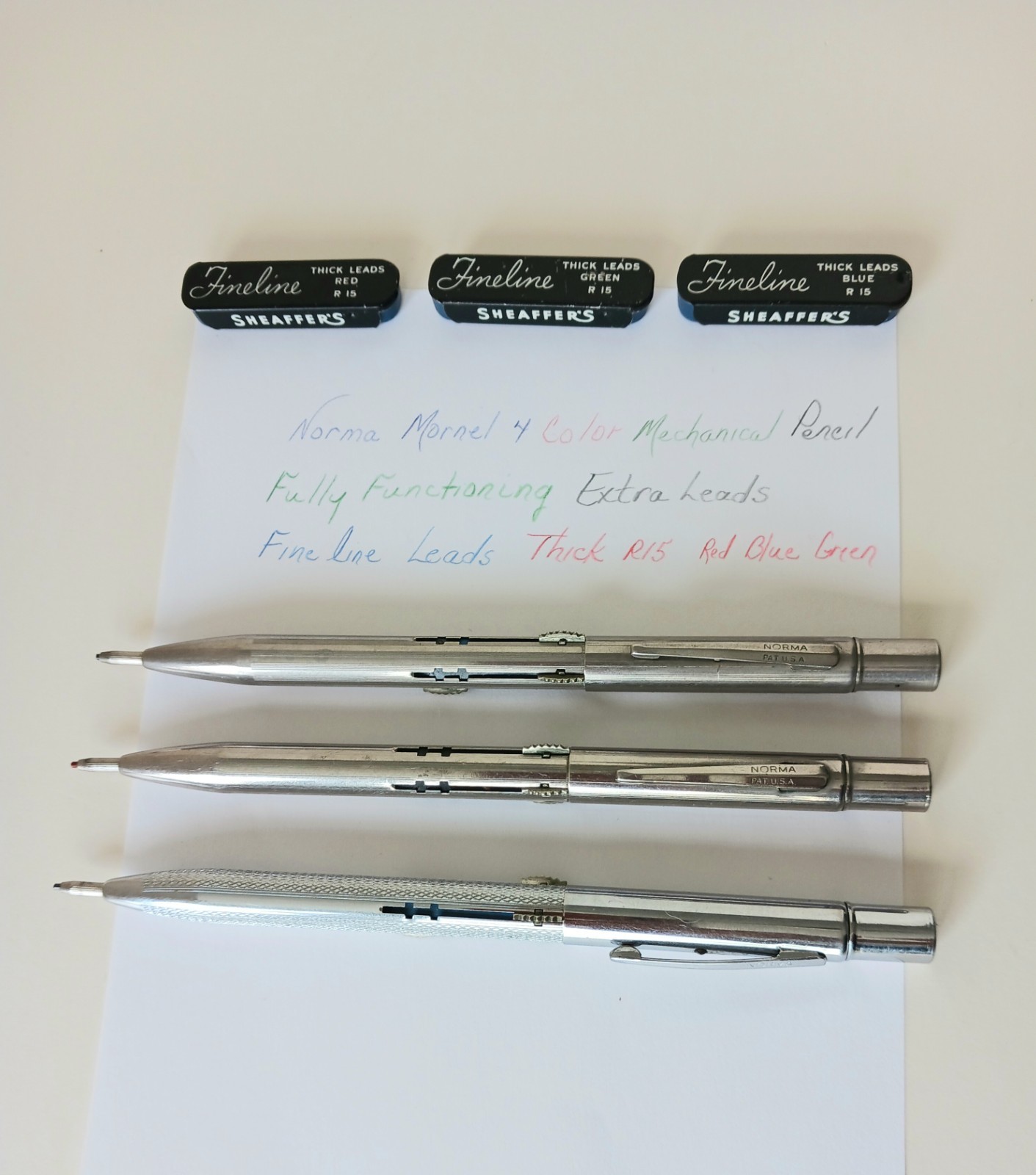 Vintage 60s Norma Monel 3 & 4 Color Mechanical Pencil W/ Sheaffers Fineline Lead