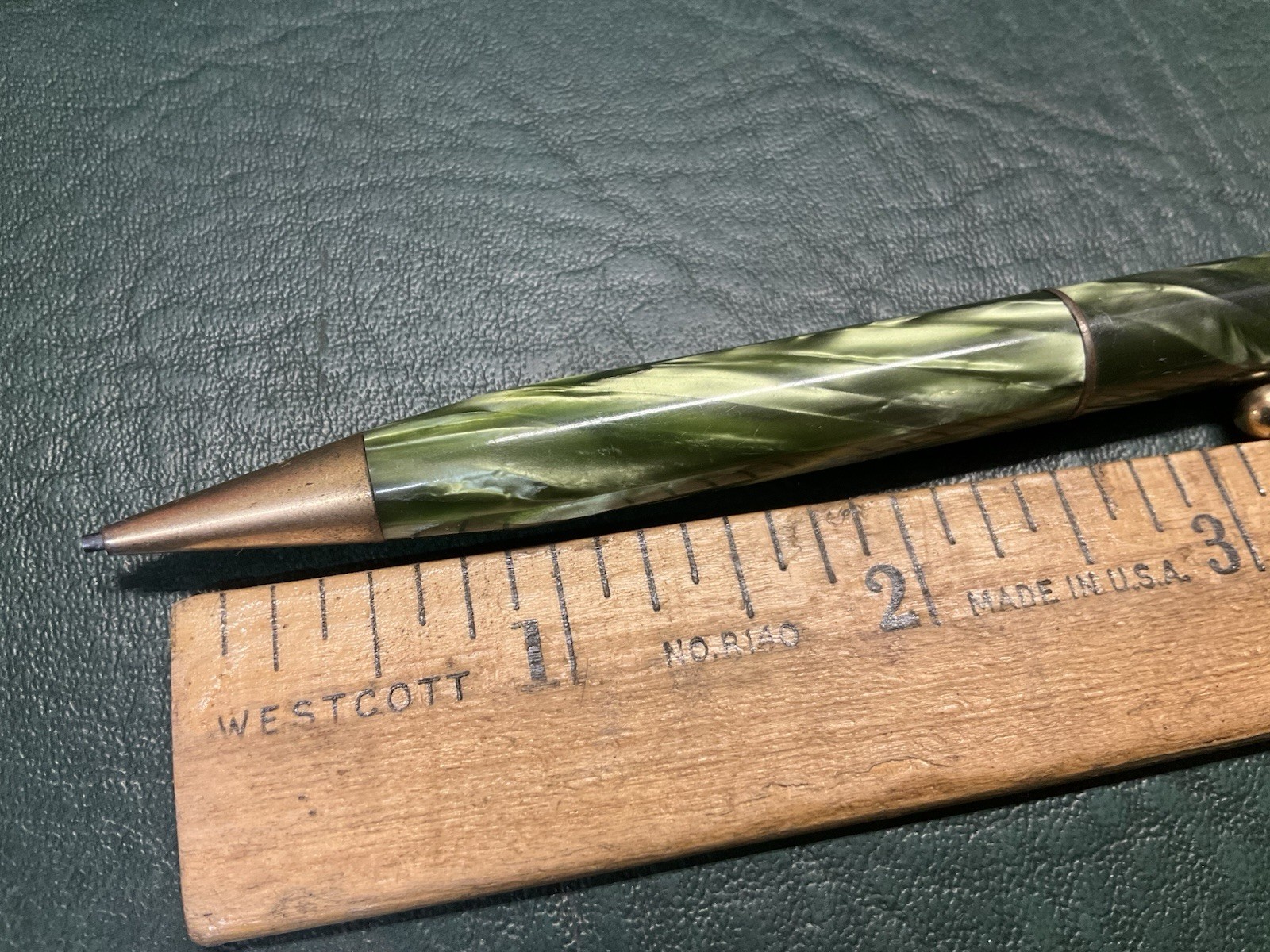Vintage Waterman’s Mechanical Pencil Green Marble in Box