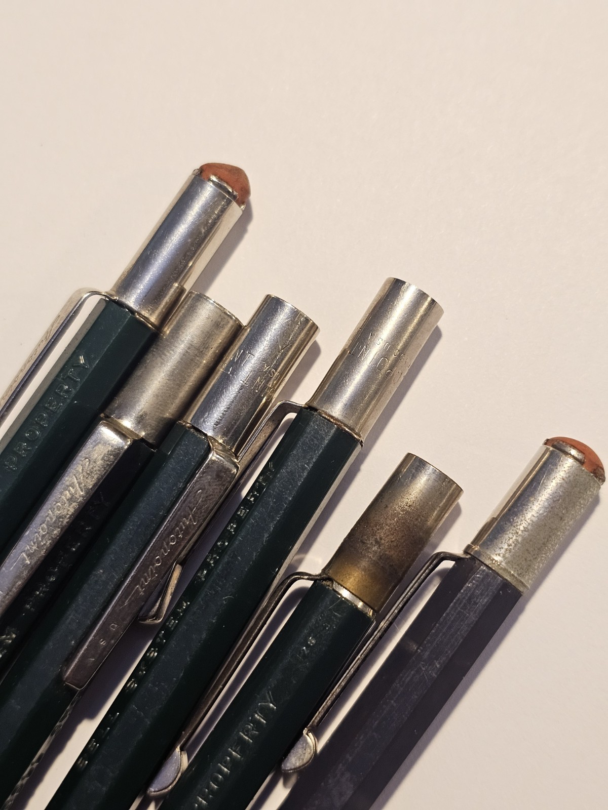 Vintage Green Durolite Bell System Property Mechanical Pencils Lot Of 6