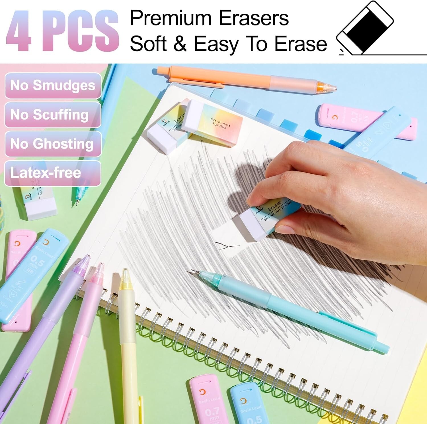 Cute Mechanical Pencil Set, 6PCS Pastel Mechanical Pencils 0.5 & 0.7mm with 3…