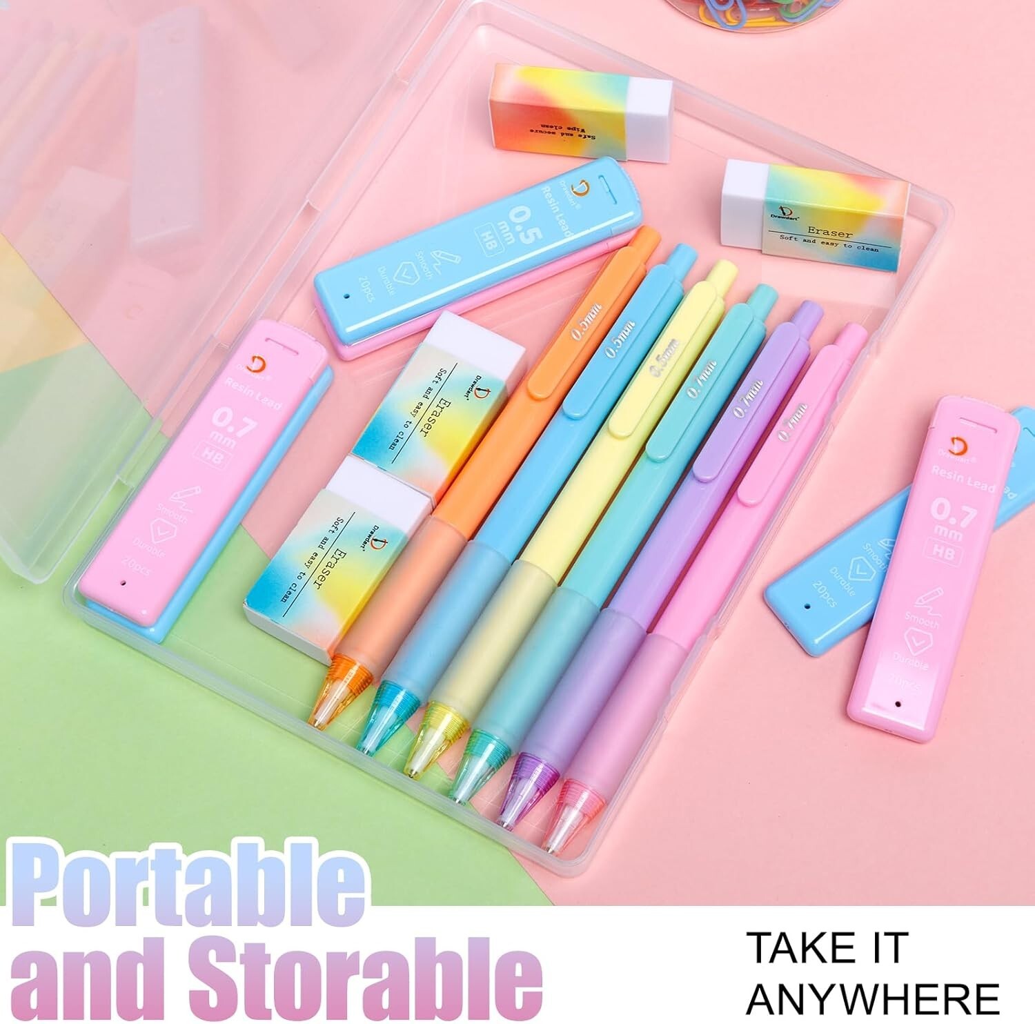 Cute Mechanical Pencil Set, 6PCS Pastel Mechanical Pencils 0.5 & 0.7mm with 3…