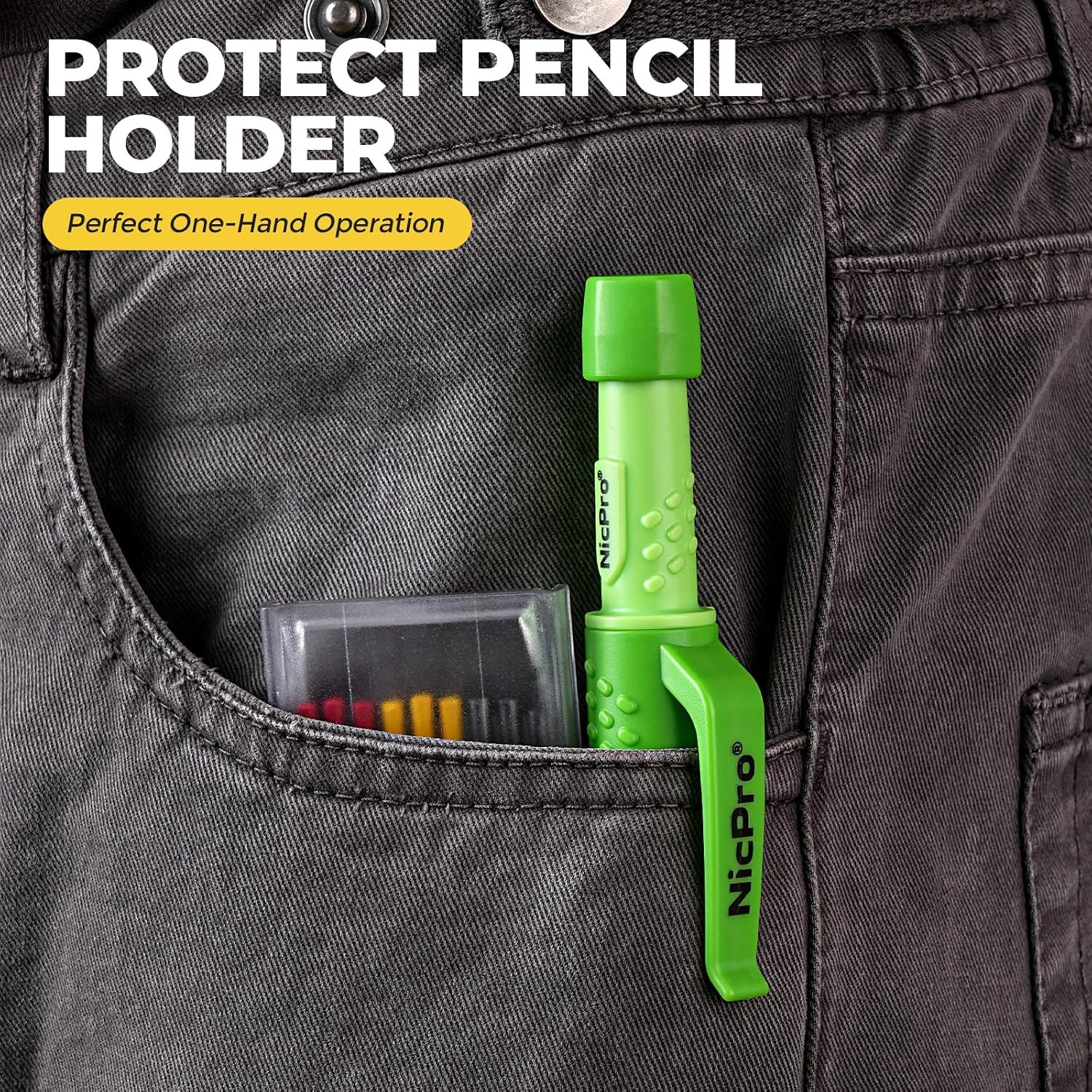 Nicpro CP3000 Carpenter Pencil with Sharpener, 2.8 mm Mechanical Pencils with 19