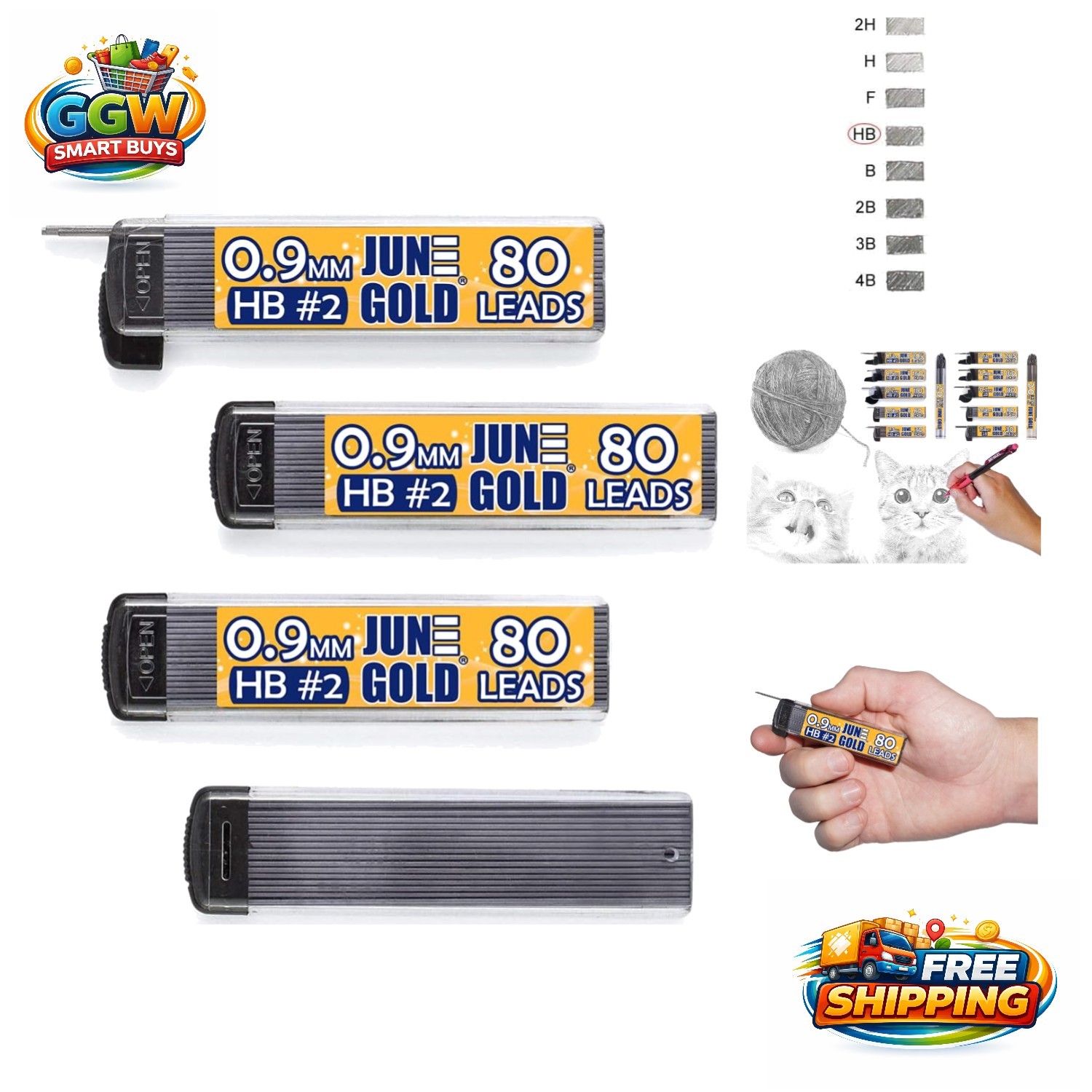 0.9 mm HB Lead Refills – Smooth, Break Resistant for Writing & Sketching