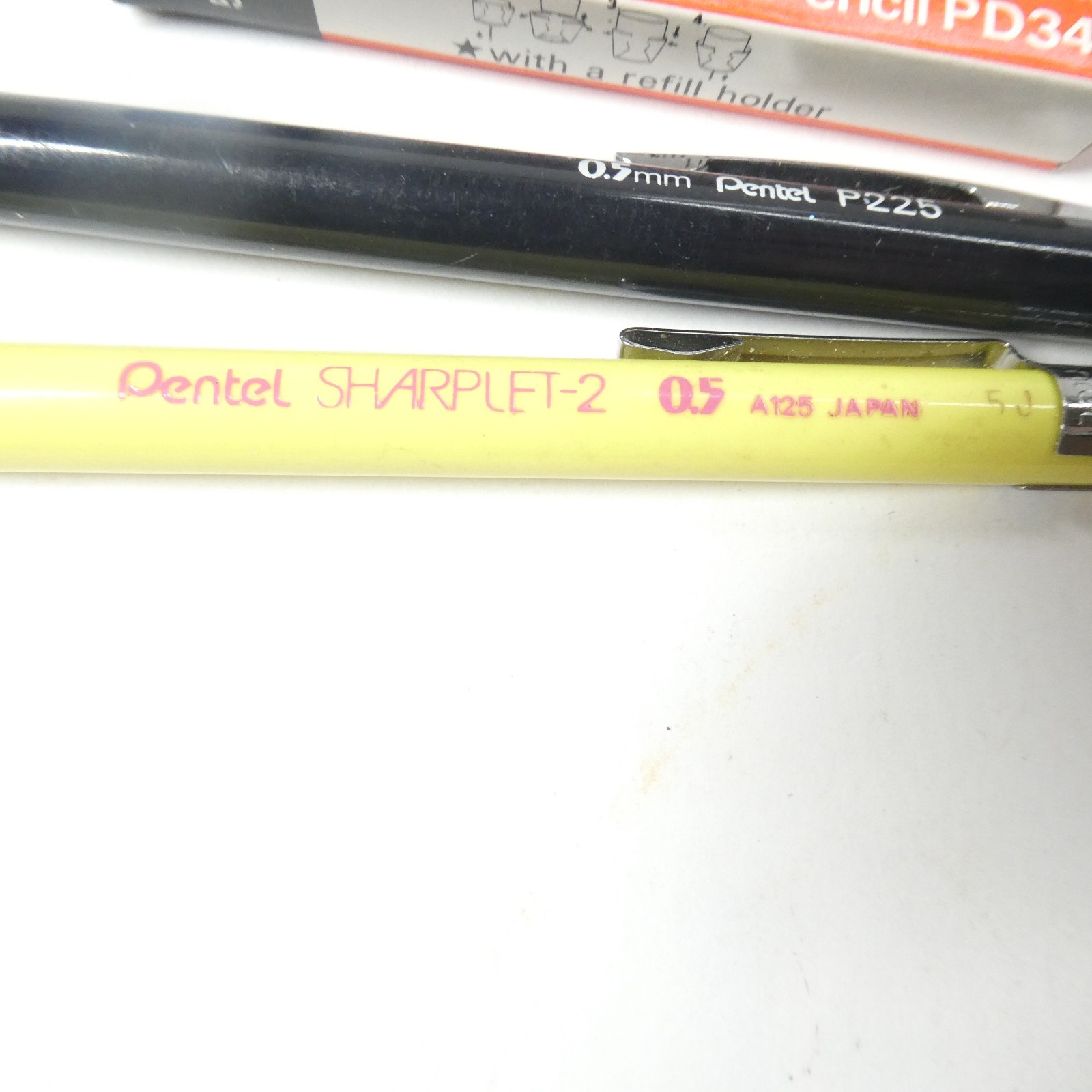 Pentel Pencil Lot 0.5mm P-225 Black & Sharplet-2 A125 Yellow Vintage Japan