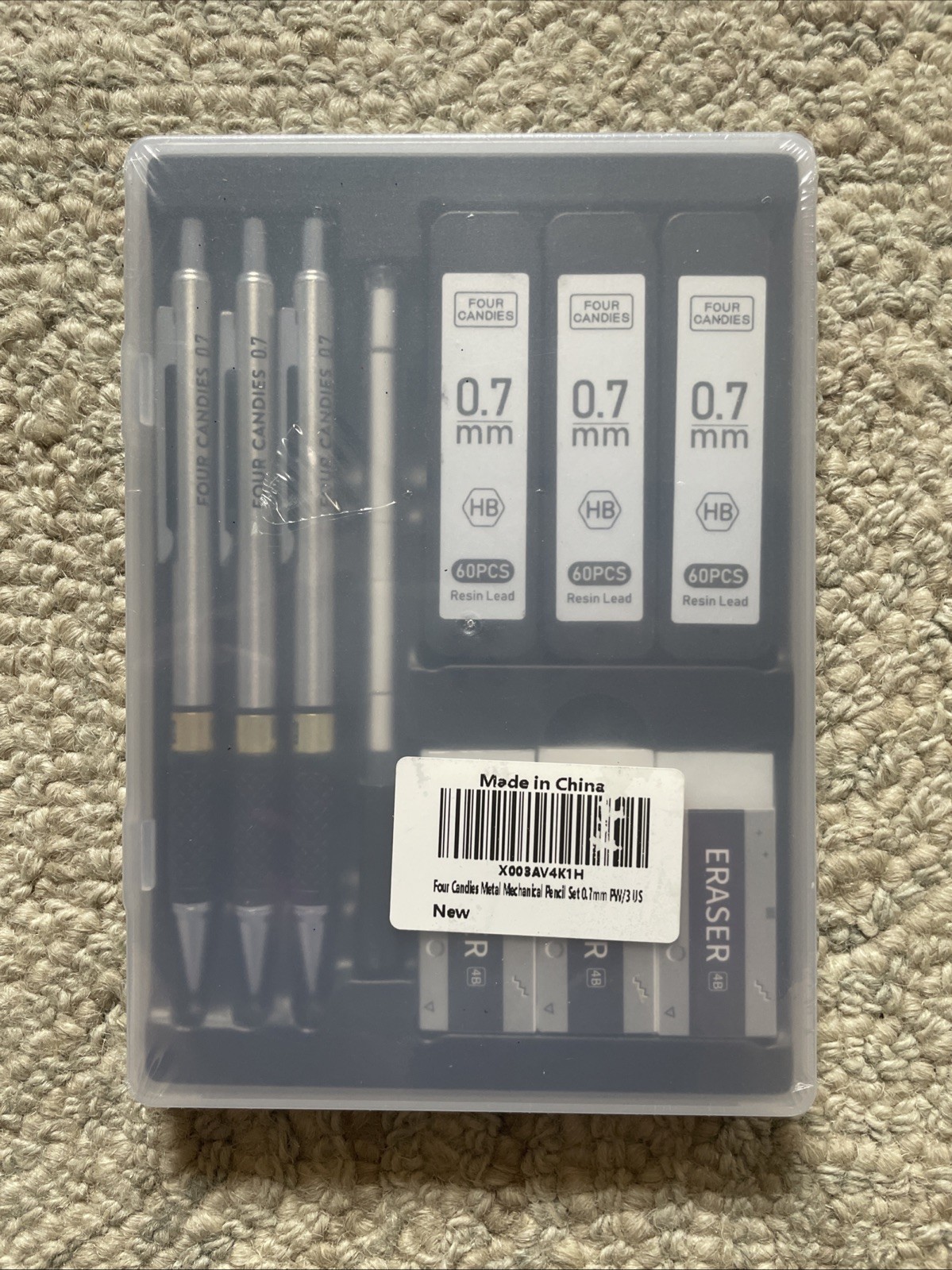 Four Candies Metal Mechanical Pencil Set – 3PCS 0.7mm Art Mechanical Pencils & 3
