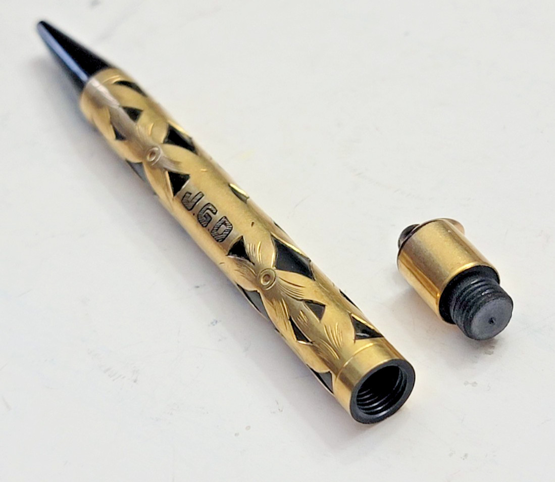 Antique WATERMAN’S gold filled Chatelaine/Short mechanical pencil art deco 1920s