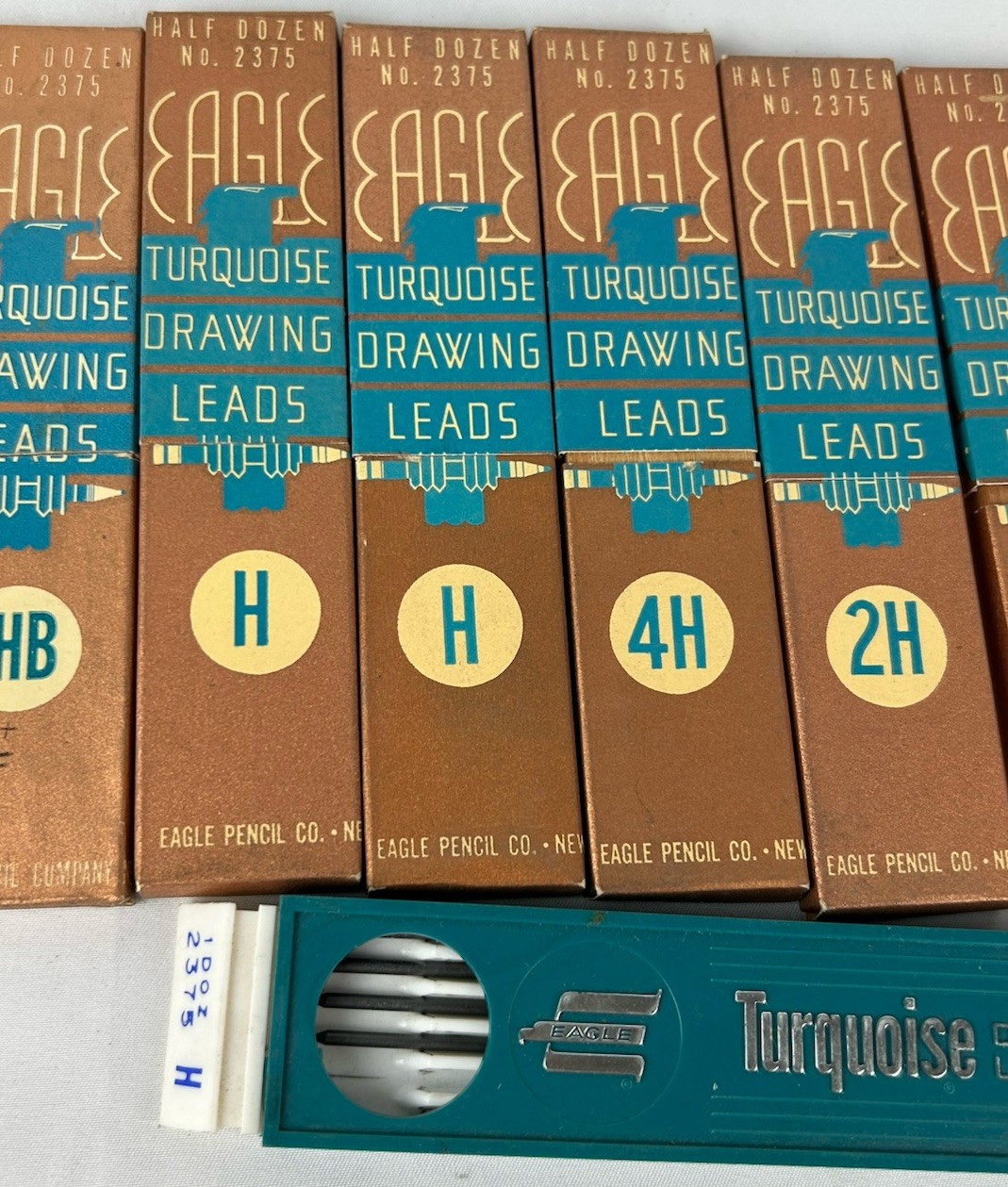 Vintage Eagle Turquoise Drawing Leads Lot Of 11 Boxes HB H 4H 2H F 2B