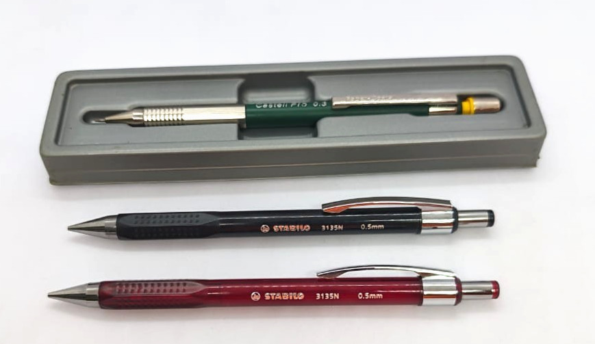 3pc Vintage Mechanical Pencil Lot Faber-Castell Castell Pro & STABILO 3135N NOS