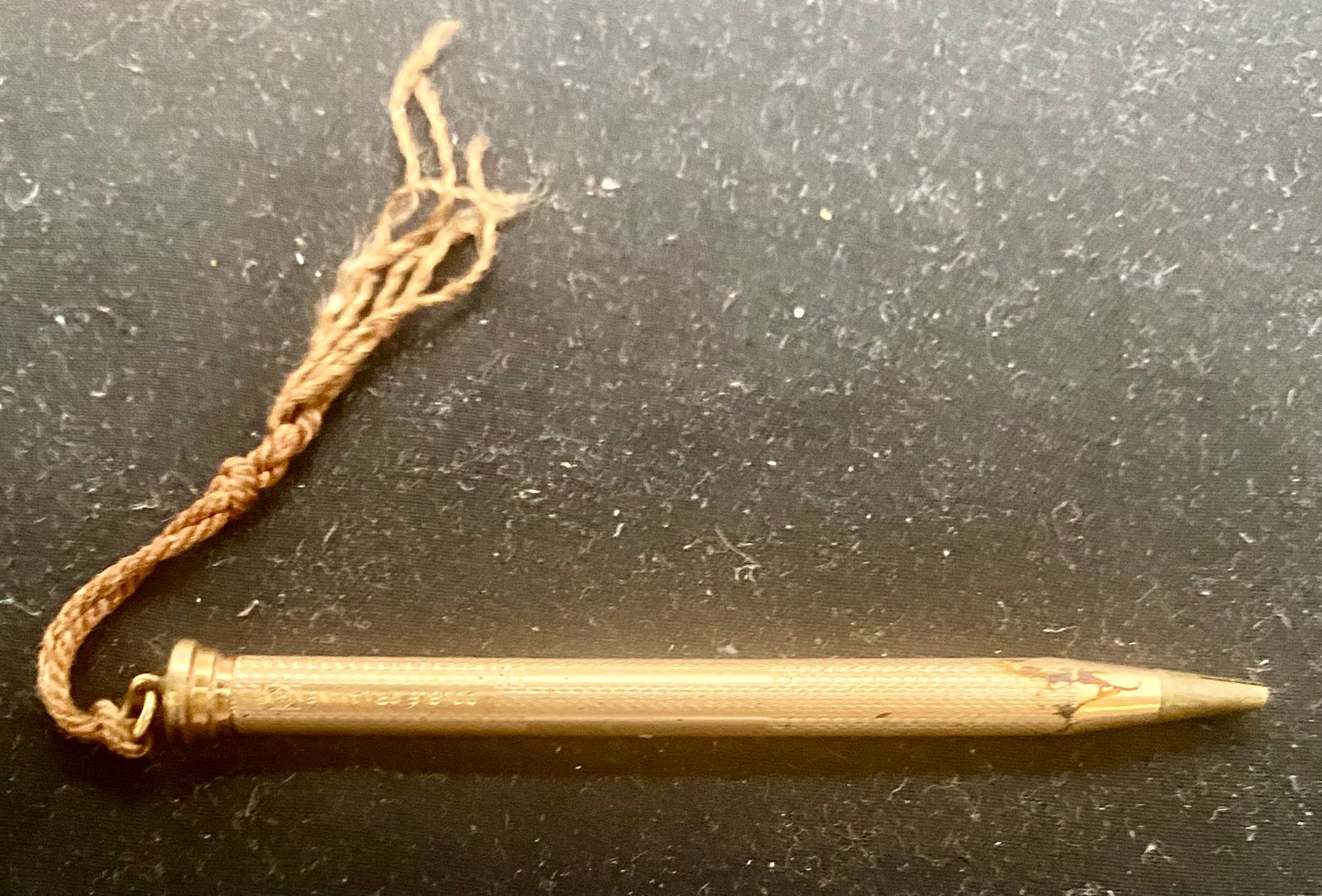 VTG FRENCH GOLD-PLATED MECHANICAL TWIST PENCIL, RING, NOT ENGRAVED c1930 g