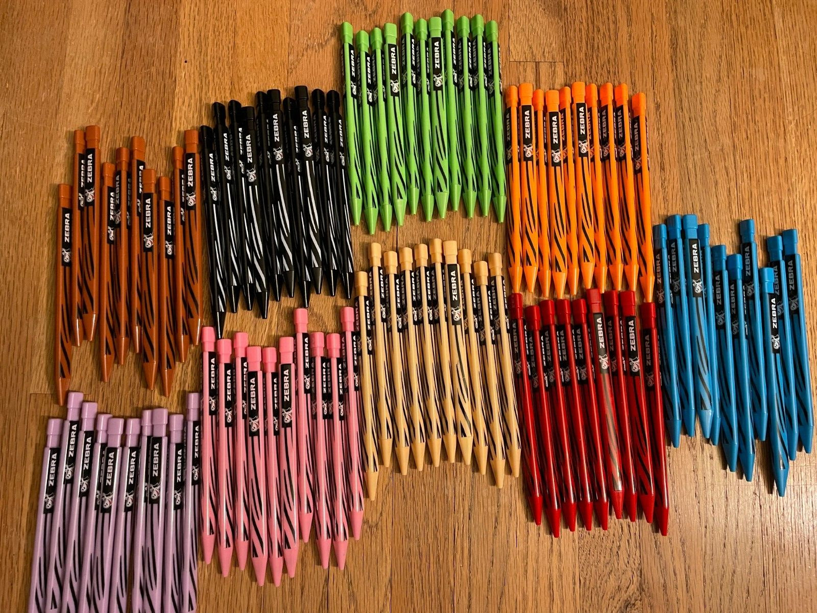 90 Zebra Starters Colored Mechanical Pencils 9 Colors Bright Leads Not Used