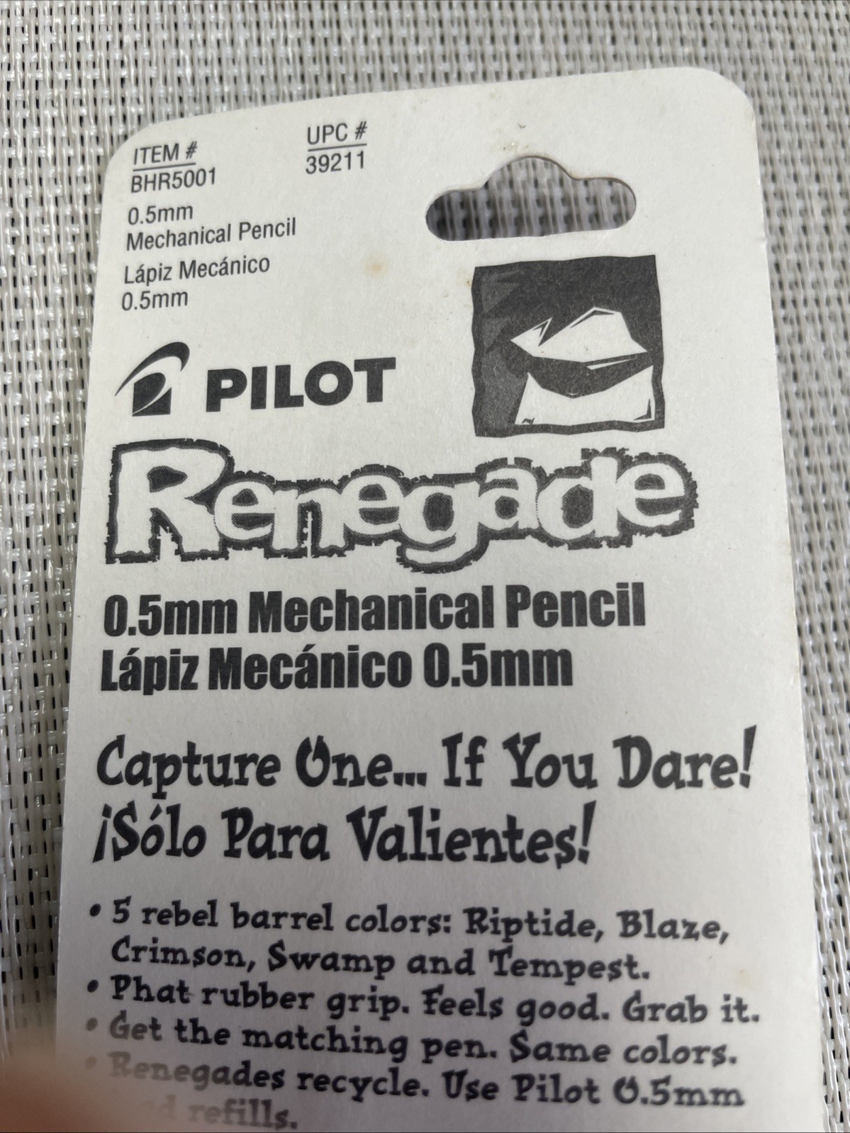 NOS Pilot Renegade Mechanical Pencil 0.5 leads Wide Rubber Comfort Grip – GRAY