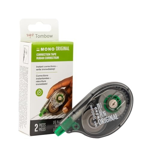 68627 MONO Correction Tape, Non-refillable, White, 1/6″ x 2 Count (Pack of 1)