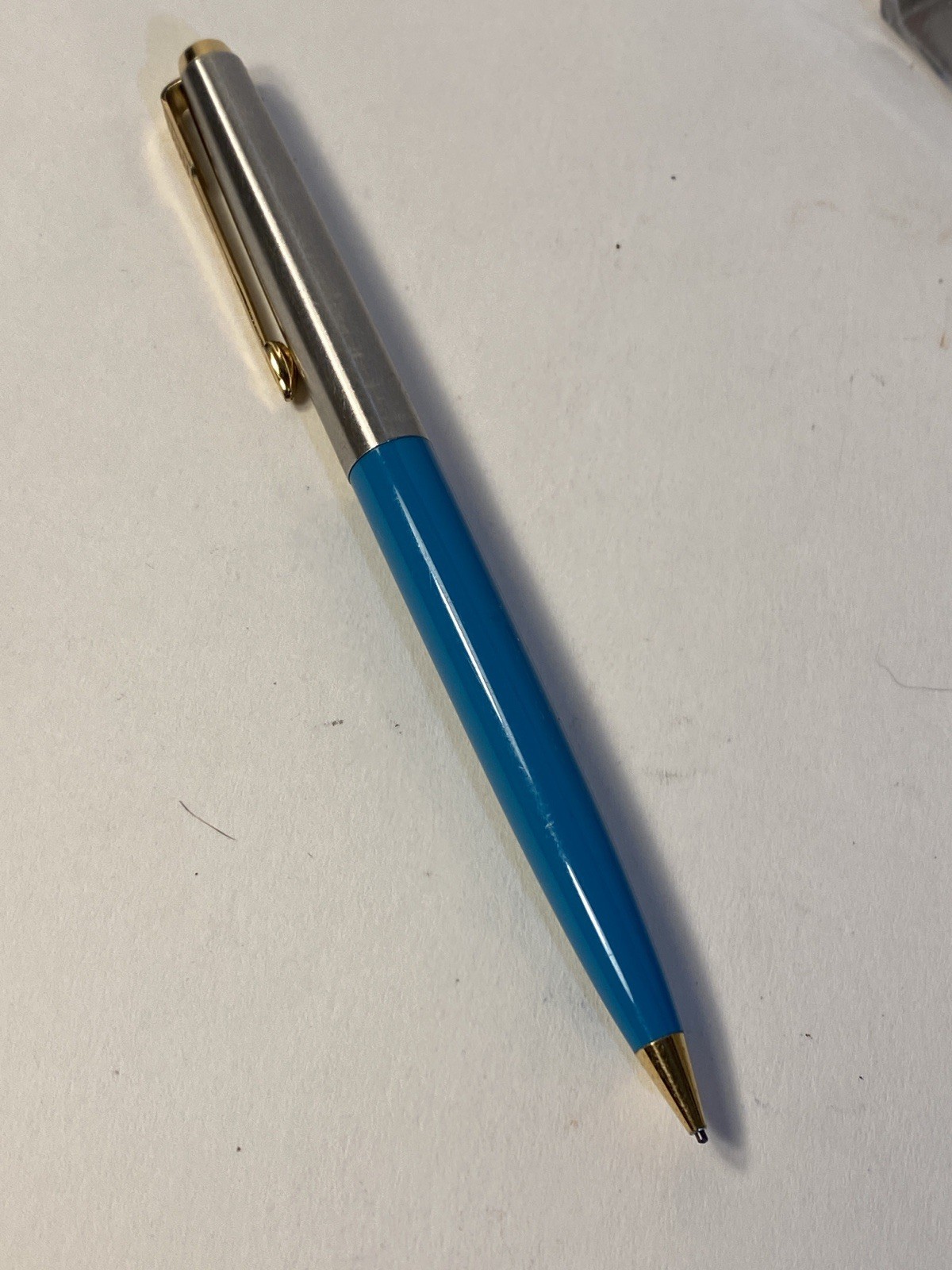 Vintage 1960’s Parker Mechanical Pencil Blue With Silver & Gold Tone Arrow Clip