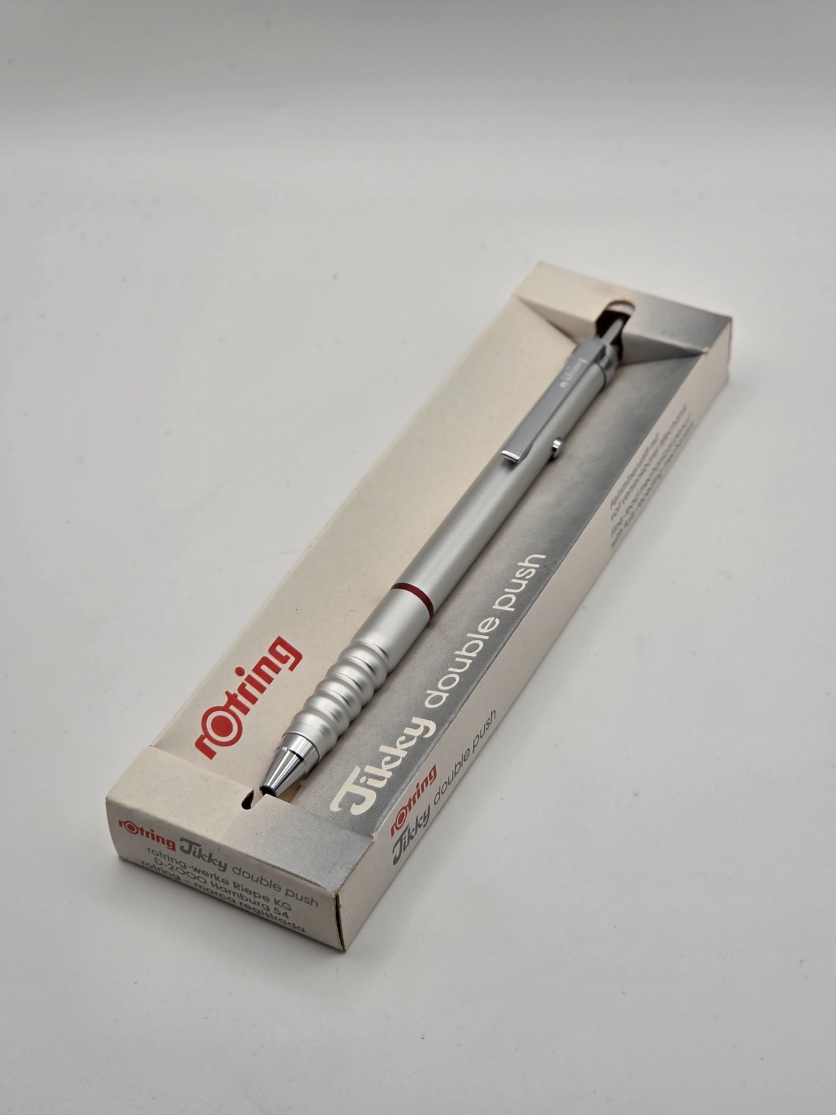 Vintage Rotring Tikky Double Push 0.5mm Mechanical Pencil Silver Matte Boxed