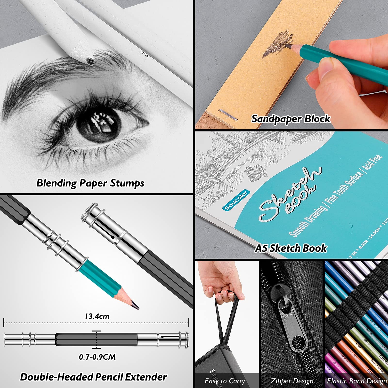 Soucolor 73 Pack Art Supplies Sketching Kit 1 Count (Pack of 73), Multicolor