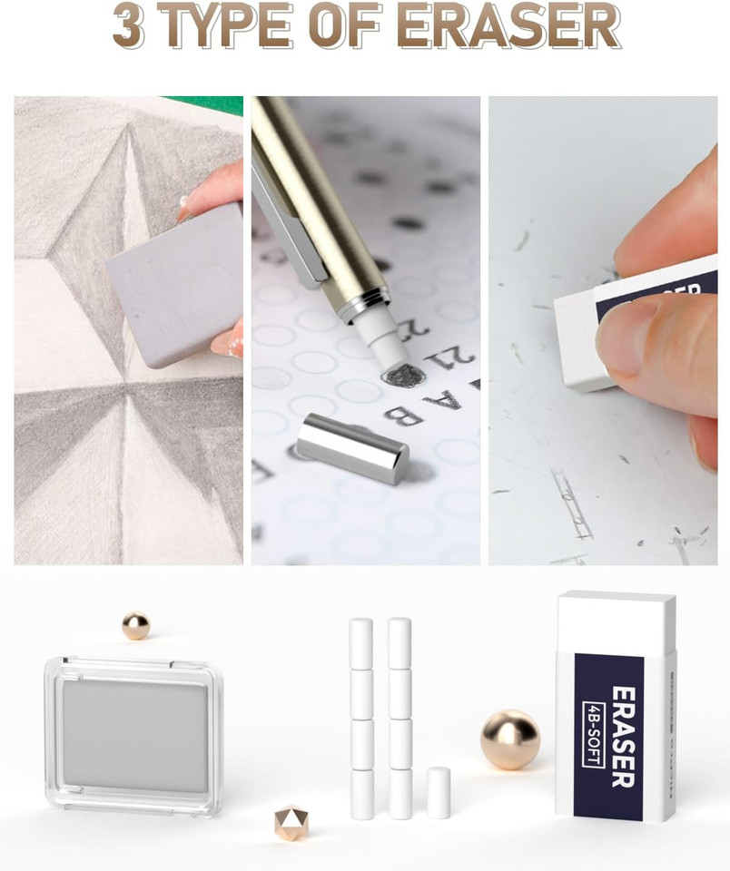 35PCS Art Mechanical Pencils Set, 3 PCS Metal Drafting Pencil 0.5 mm & 0.7 mm &