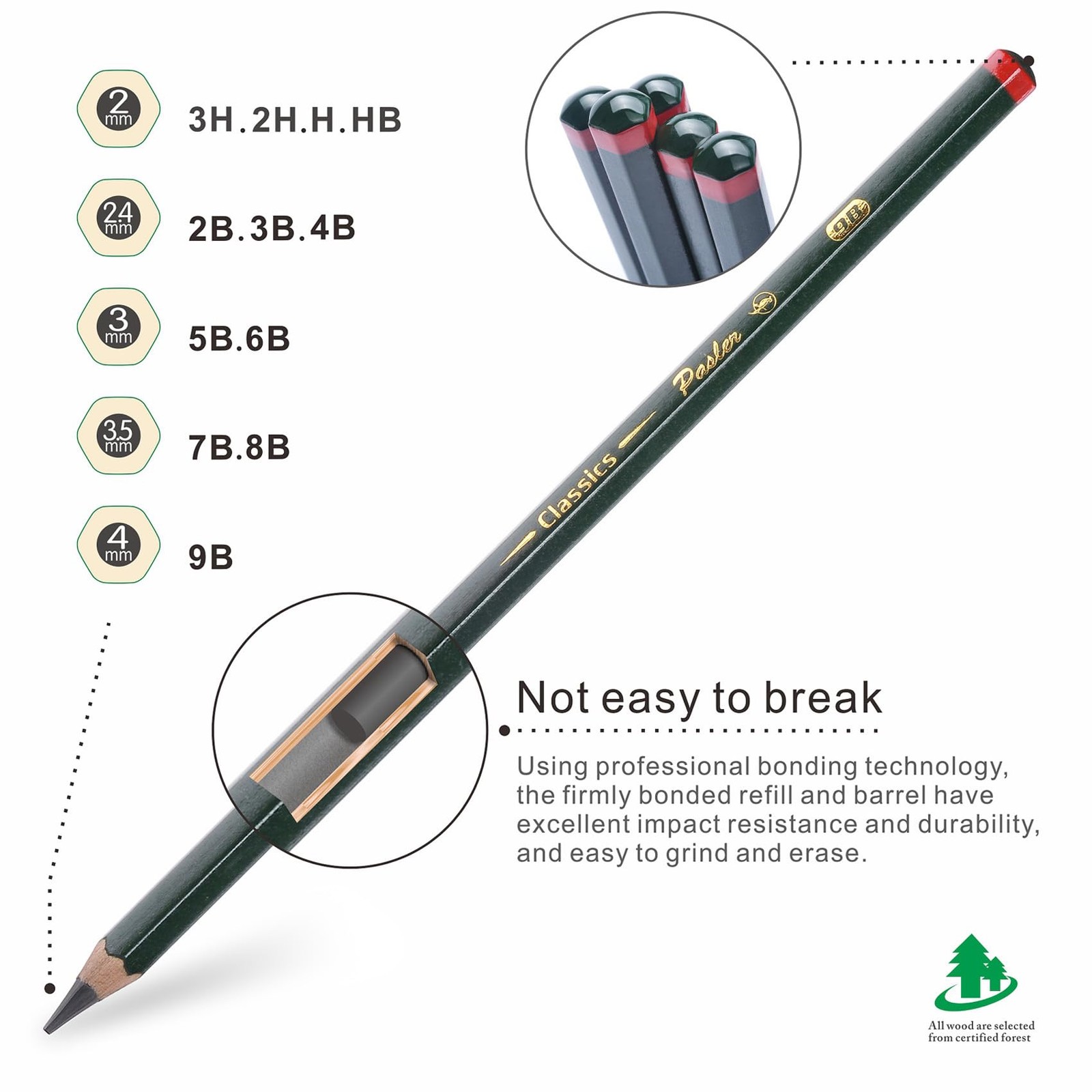Pasler Professional Graphic Sketching Drawing 1 Count (Pack of 12), Black