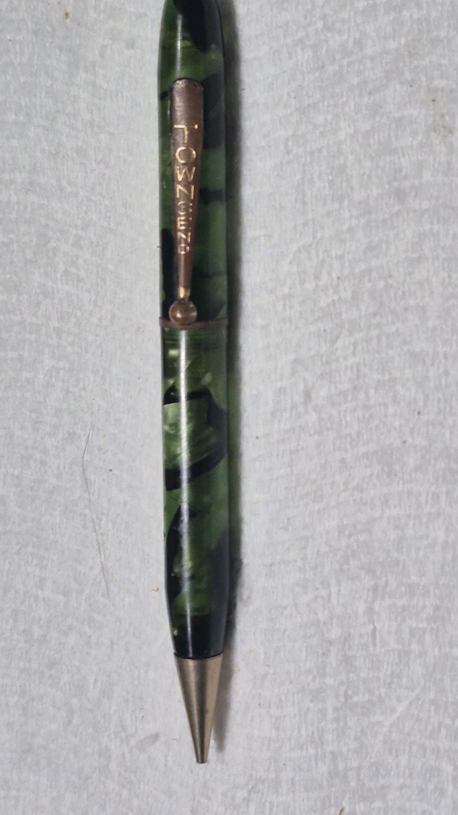 “TOWNSEND” TRANSLUCENT Greens +Black/Polished Brass Trim Working Mech Pencil