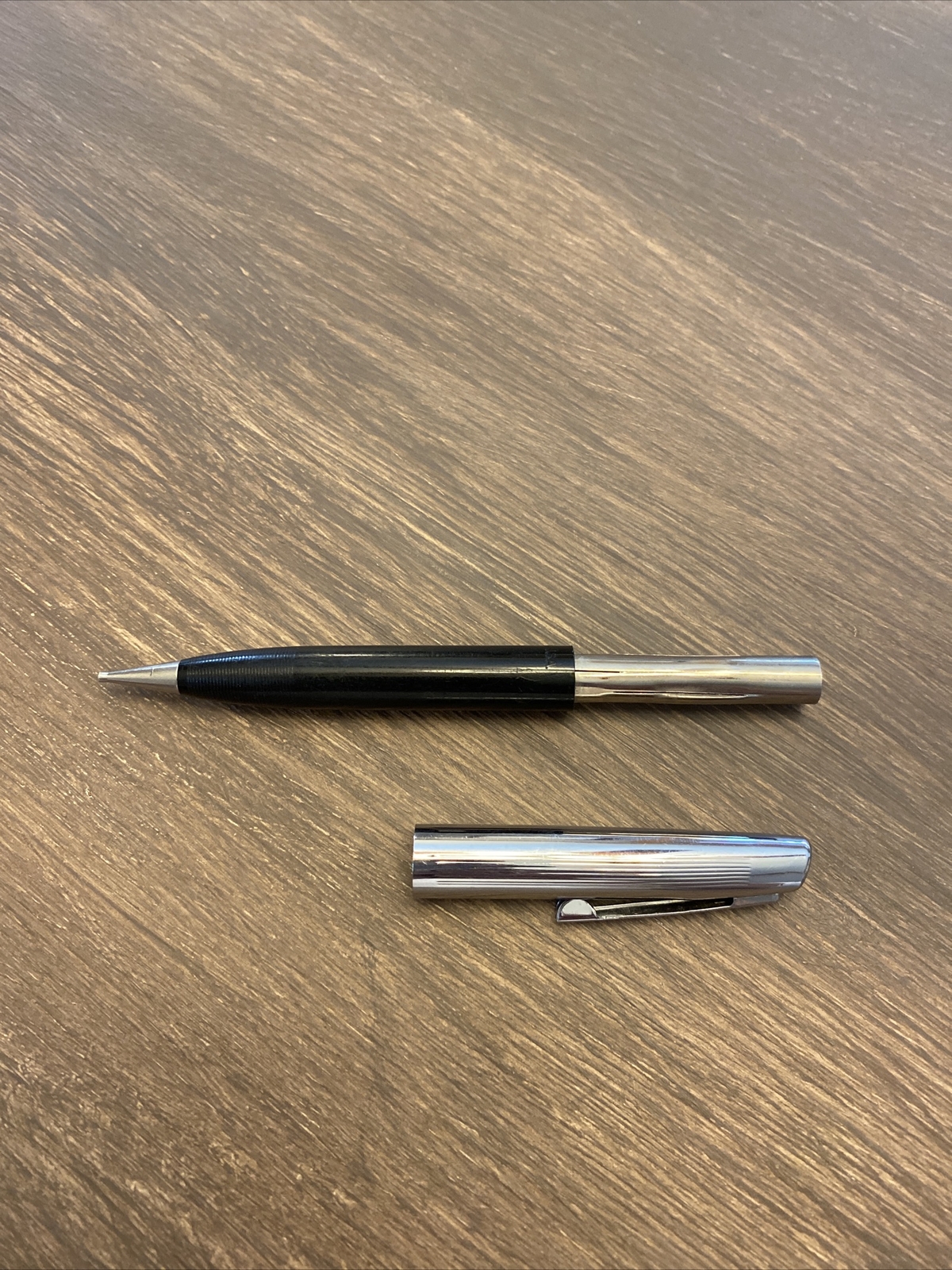 Vintage Sheaffer Mechanical￼Pencil Chrome Black Barrel No Lead No Eraser