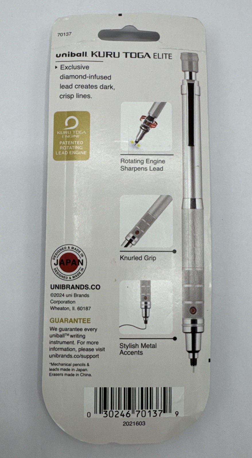 Uniball Kuru Toga Elite Mechanical Pencil Starter Kit with Silver Barrel
