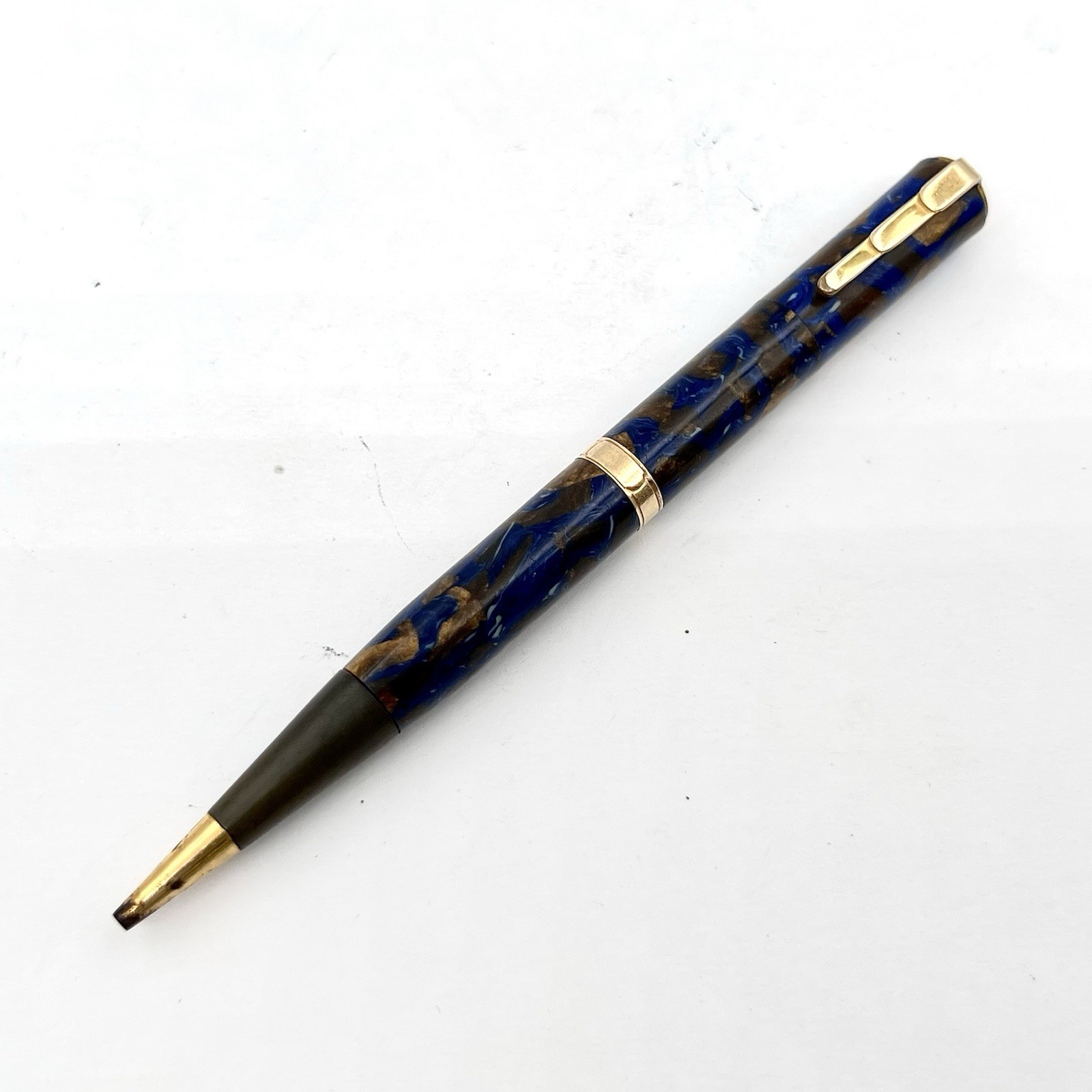 Waterman Lady Patricia Mechanical Pencil 4.25″ 1.1mm Blue Bronze Gold Trim