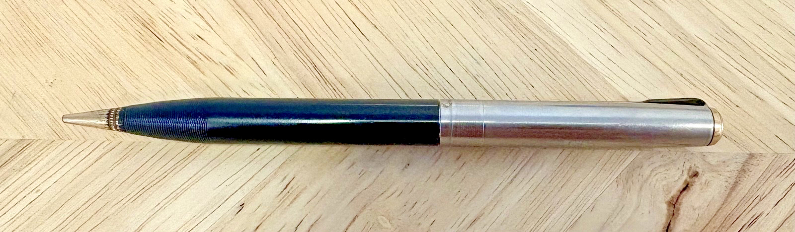 Vintage Parker 51 Mechanical Pencil Black Barrel Brushed Steel Cap
