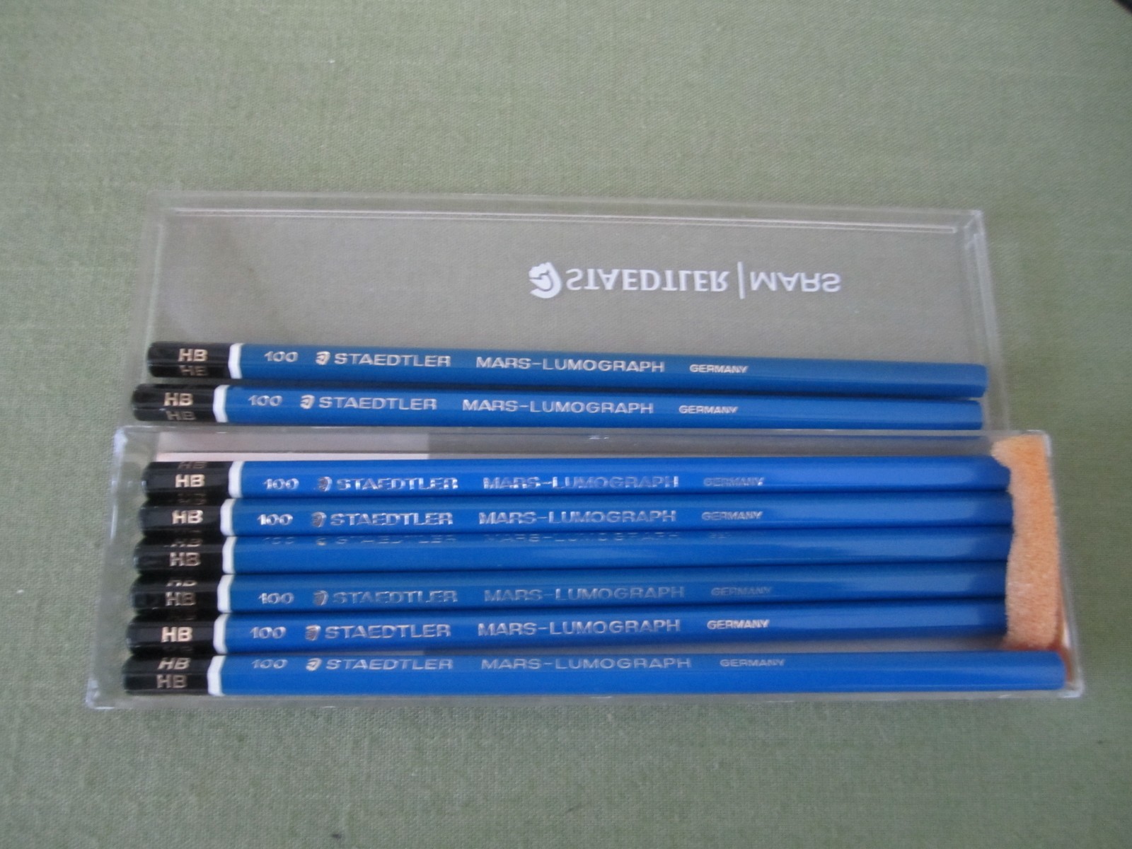 Vtg Staedtler Mars Technico Lumograph Drafting Pencil 780 782 4B HB Blue Germany