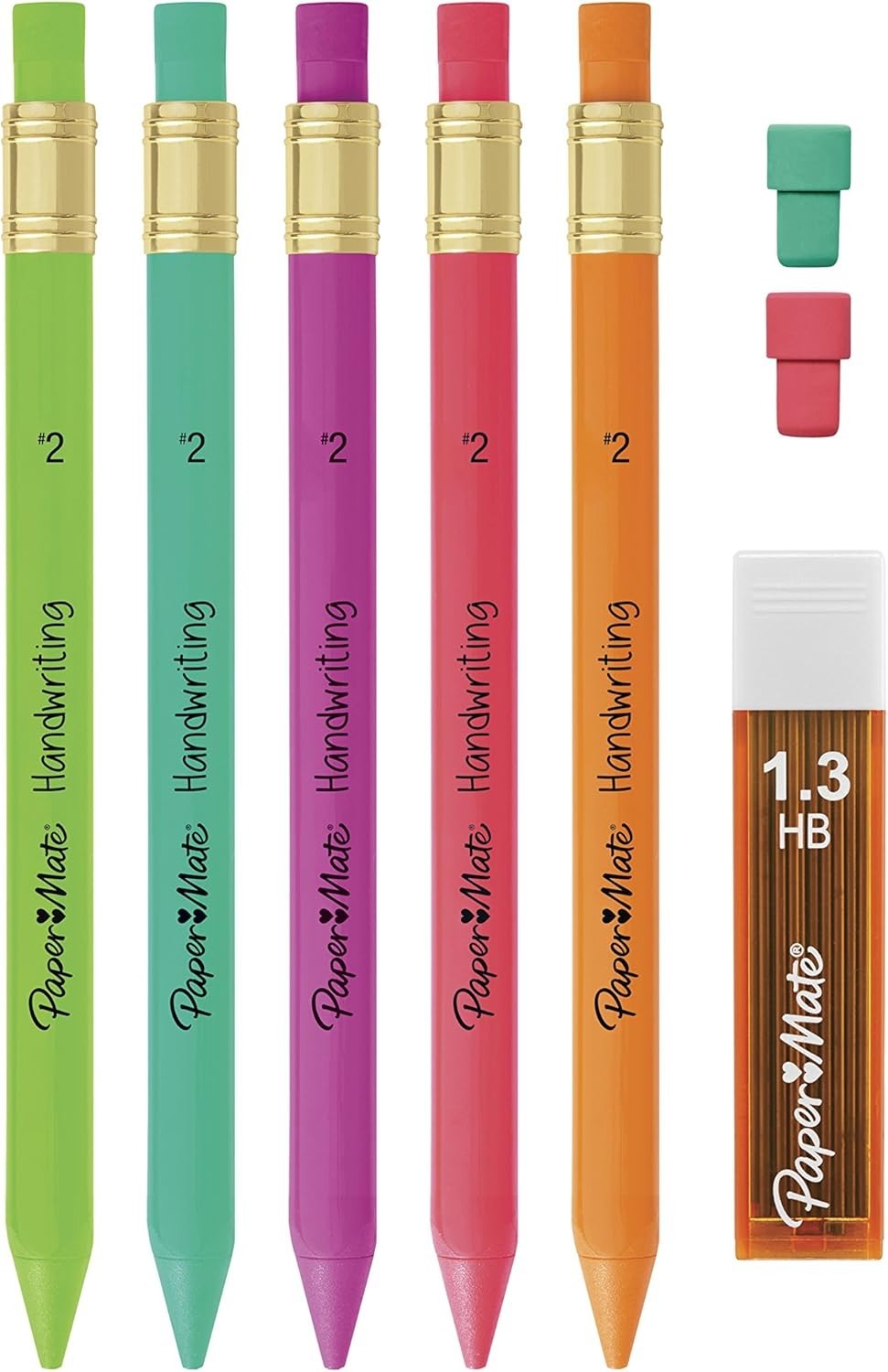 Handwriting Triangular Mechanical Pencil Set with Lead & Eraser Refills, 1.3Mm,