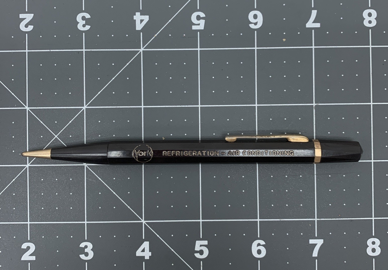 Vintage Auto point YORK Ad Mechanical Pencil Black Gold Made In USA * No Lead