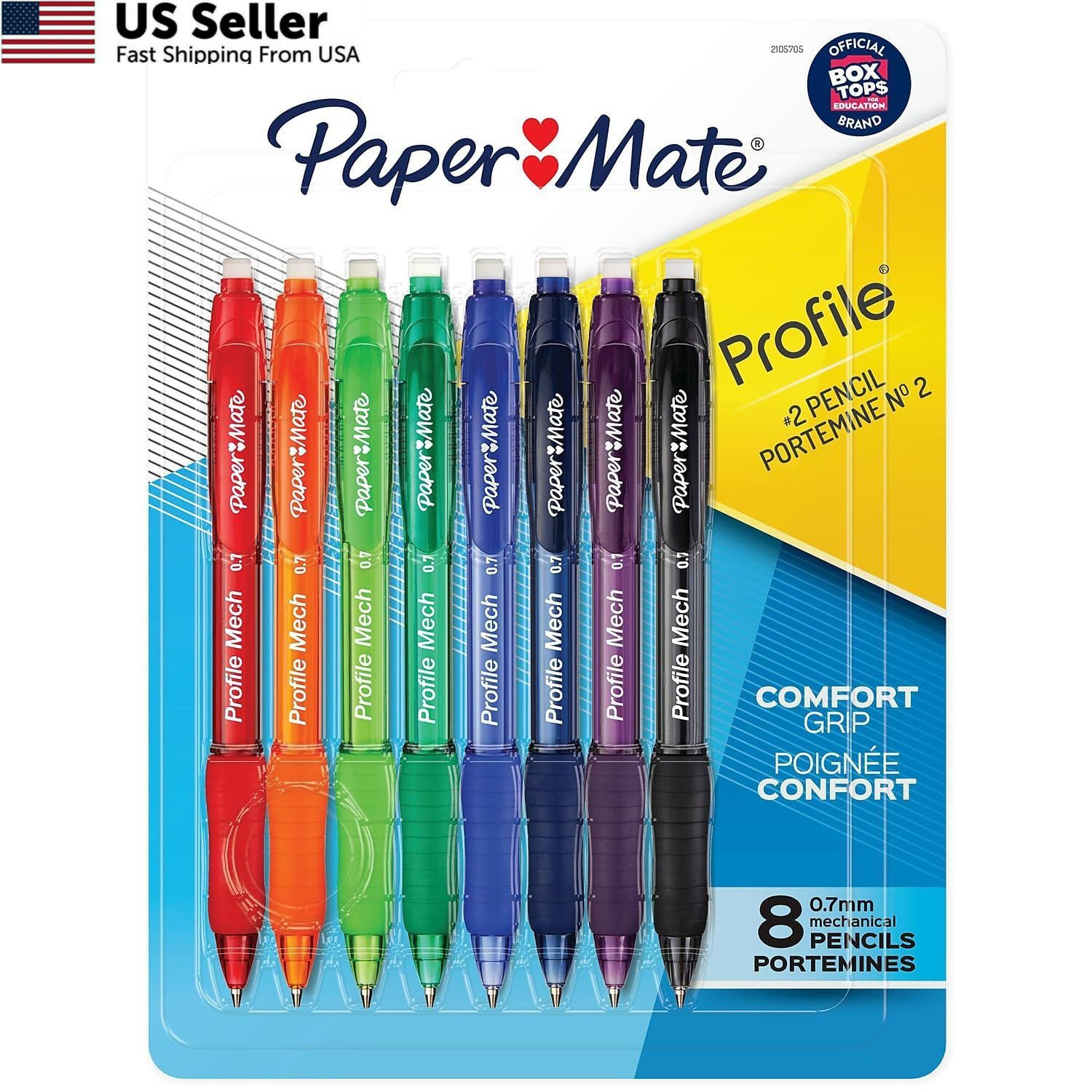 Paper Mate Profile Mech Mechanical Pencil 0.7mm 1 Count (Pack of 8), Assorted