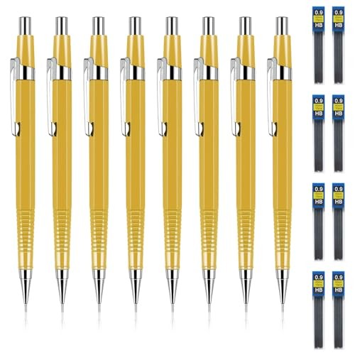 8 PCS Metal Mechanical Pencil,Durable 0.9mm Drafting Pencil,Comes With 8 PCS