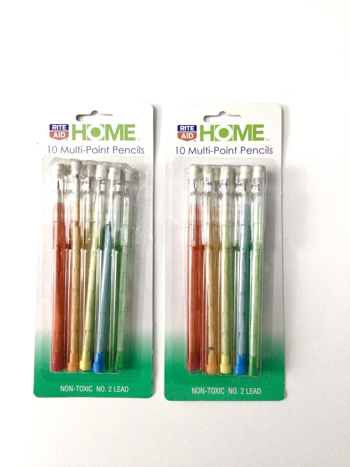 20 PCS (2 SETS OF 10 PC ) NO. 2 LEAD MULTI POINT PENCILS WITH CAP ERASERS