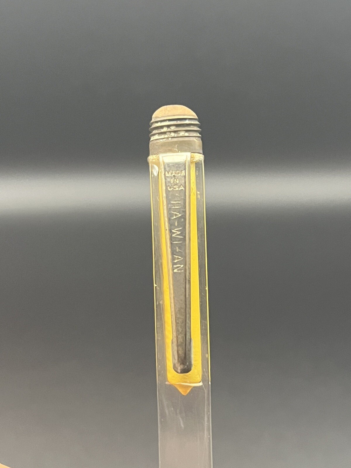 Vintage HA-WI-AN lucite mechanical pencil. Shell Oil Belmont Cafe Decatur IL
