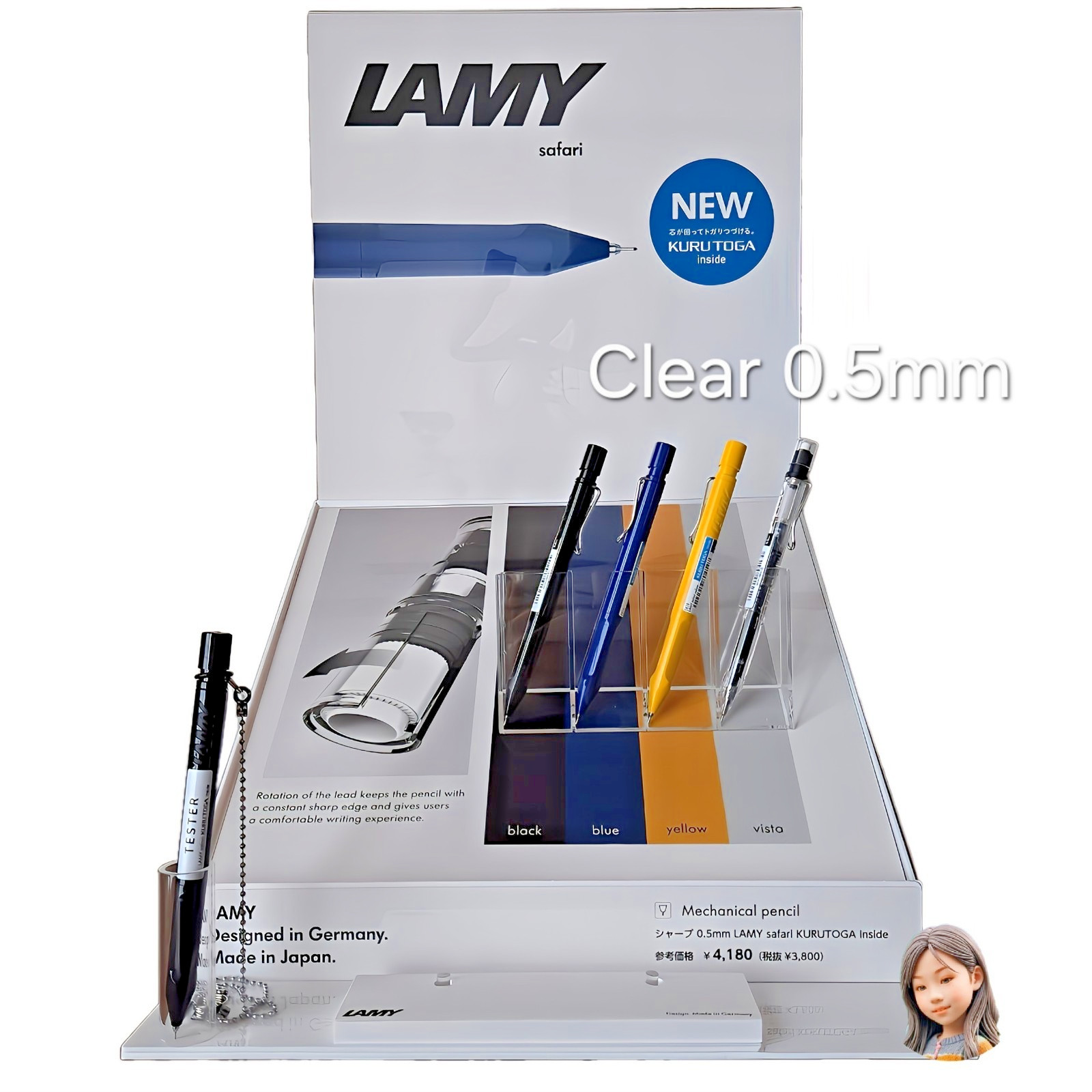 LAMY Safari Kuru Toga Inside 0.5mm Mechanical Pencil Vista Clear 2026