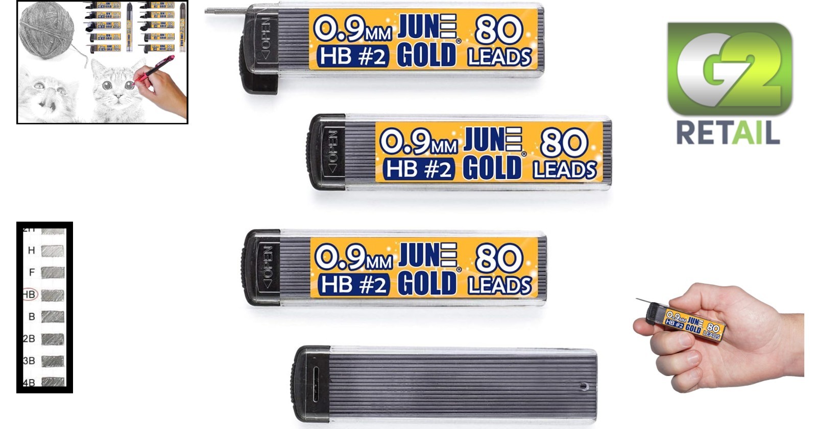 0.9 mm HB Break-Resistant Lead Refills – 320 Pieces with 4 Easy-Dispense Cases