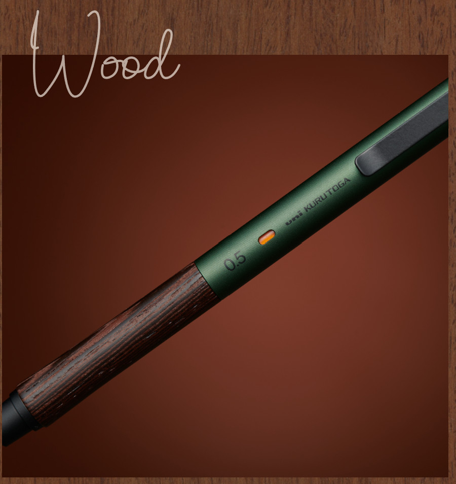 uni Mechanical Pencil KURUTOGA Wood 0.5mm Forest Green M5-KW Japan Stationery