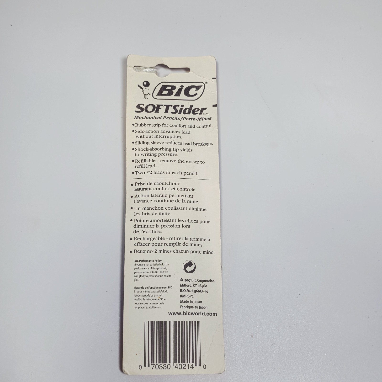 NEW NOS Sealed Bic Soft Sider Mechanical Pencils #2 0.5mm Pack Of 2 1997 Japan