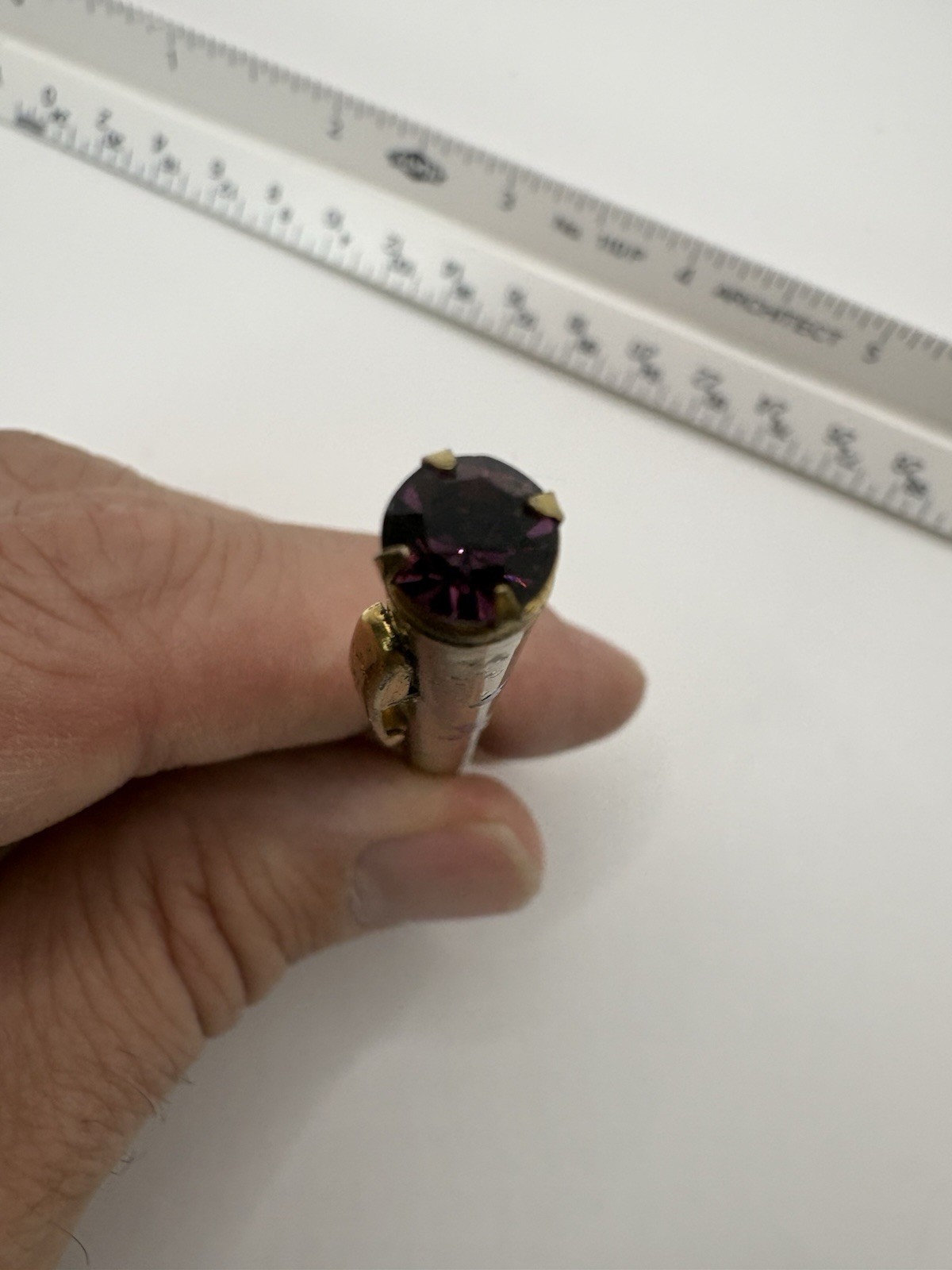 Vintage Mascot USA Mechanical Pencil Purple Gem Floral Hand Painted Works