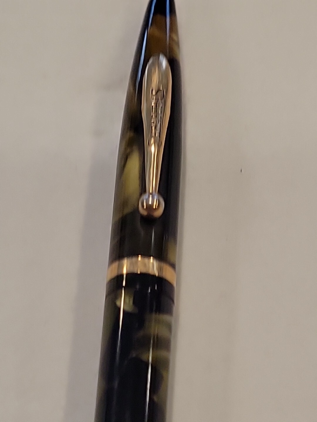 VTG GORGEOUS SHEAFFER OVERSIZE BALANCE PENCIL, BLACK AND GREEN PEARL USA #203