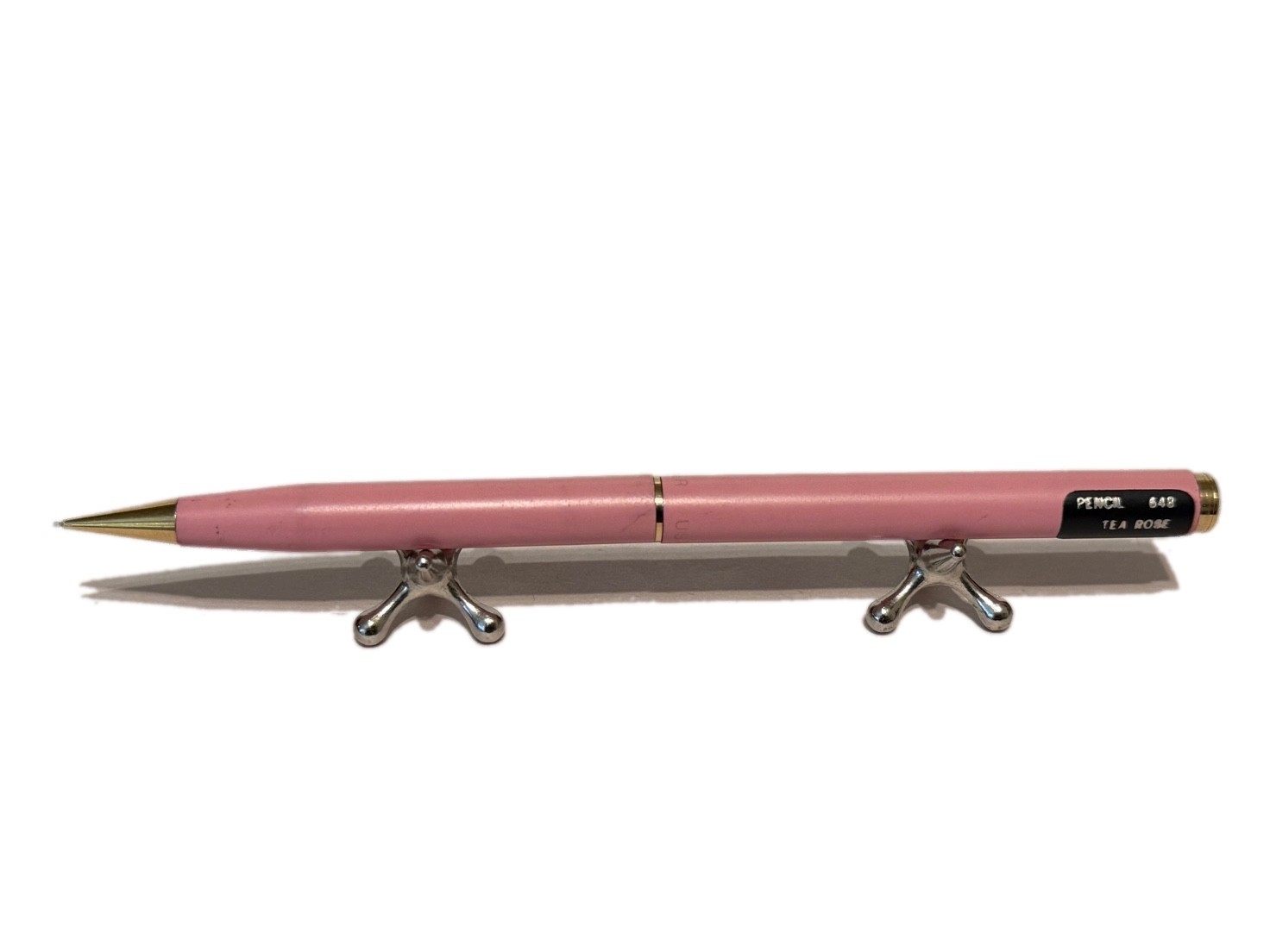 Sheaffer White Dot Clutch Mechanical Pencil No 648 Tea Rose Clipless Purse Desk