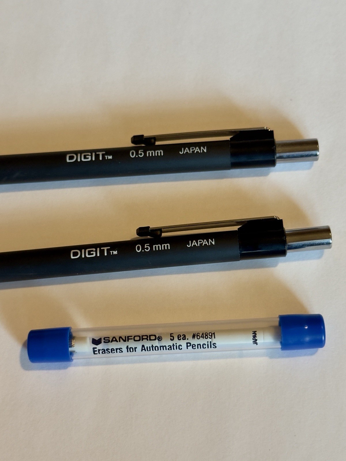 Lot of 3 Sanford Digit 0.5mm Mechanical Pencil Japan Retractable Chrome + Eraser