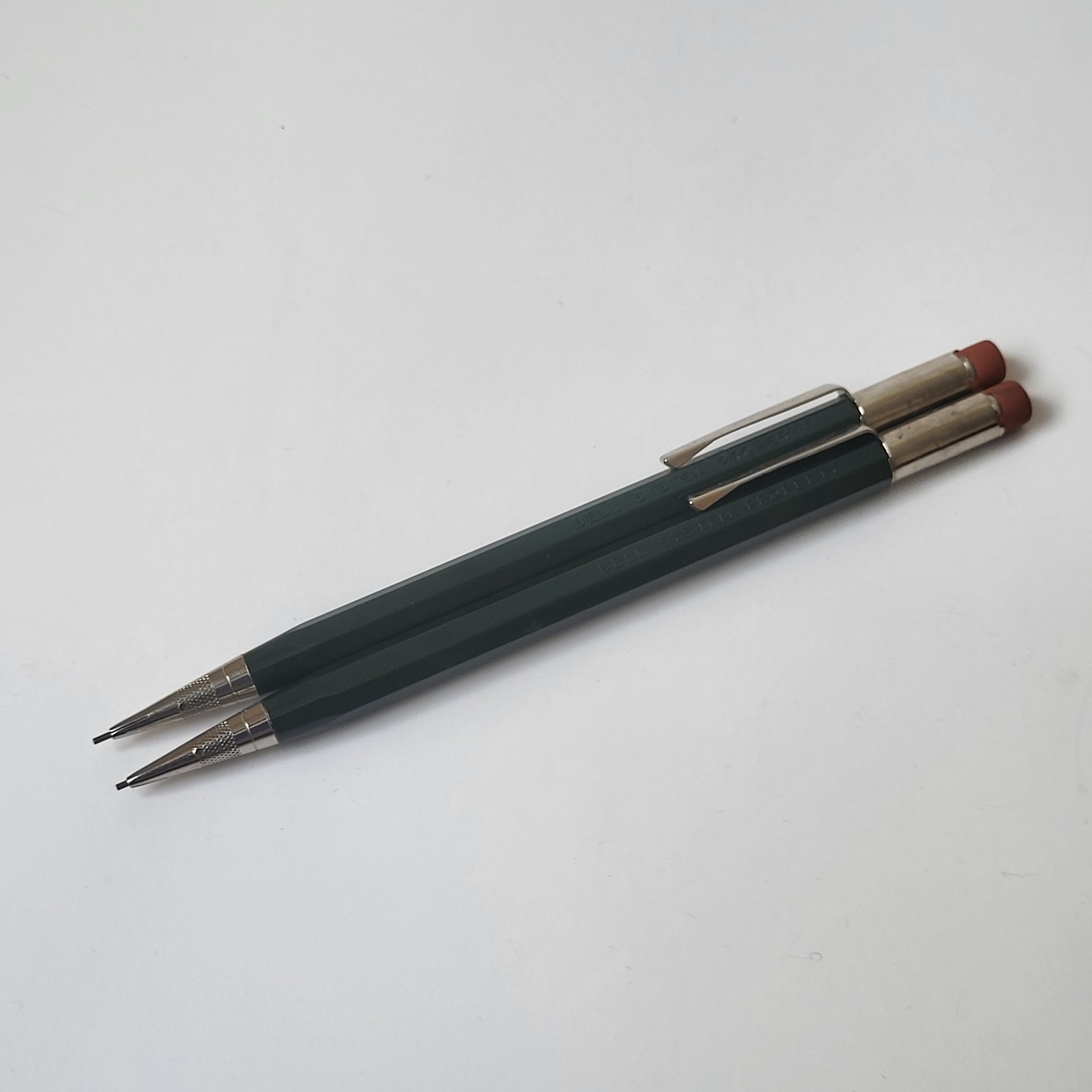Vintage Autopoint Mechanical Pencils (2) Bell System Property Green Body Writing
