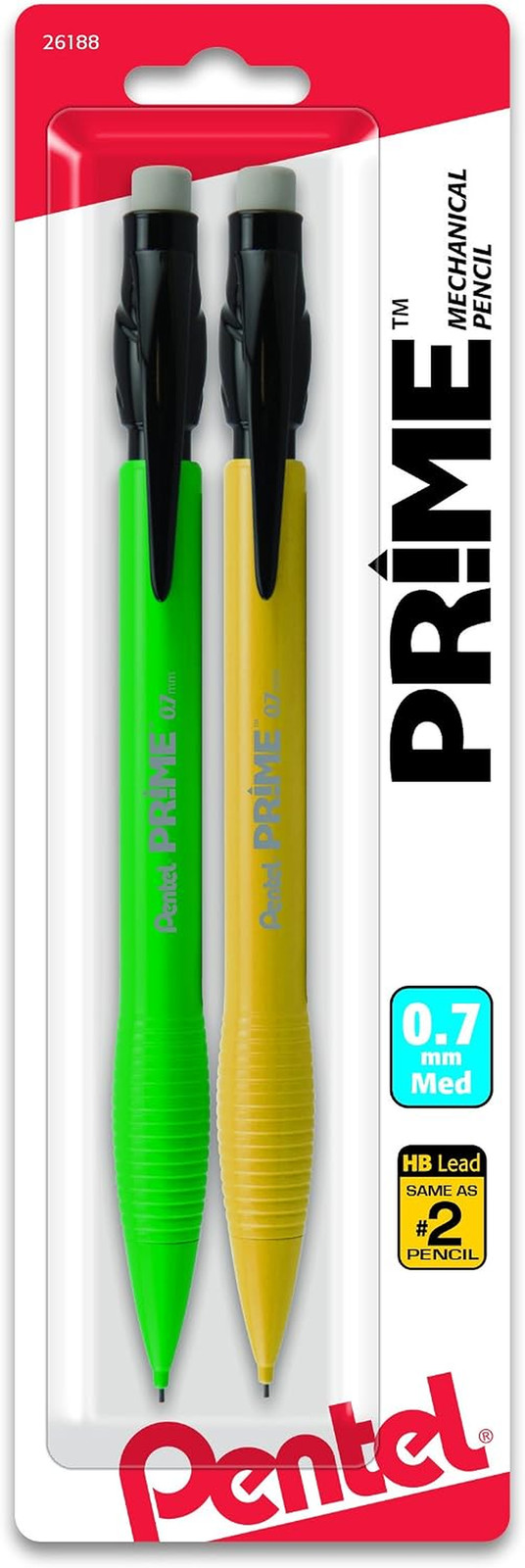 Prime Mechanical Pencil 0.7Mm Assorted Barrel Colors, Pack of 2 (AX7BP2)