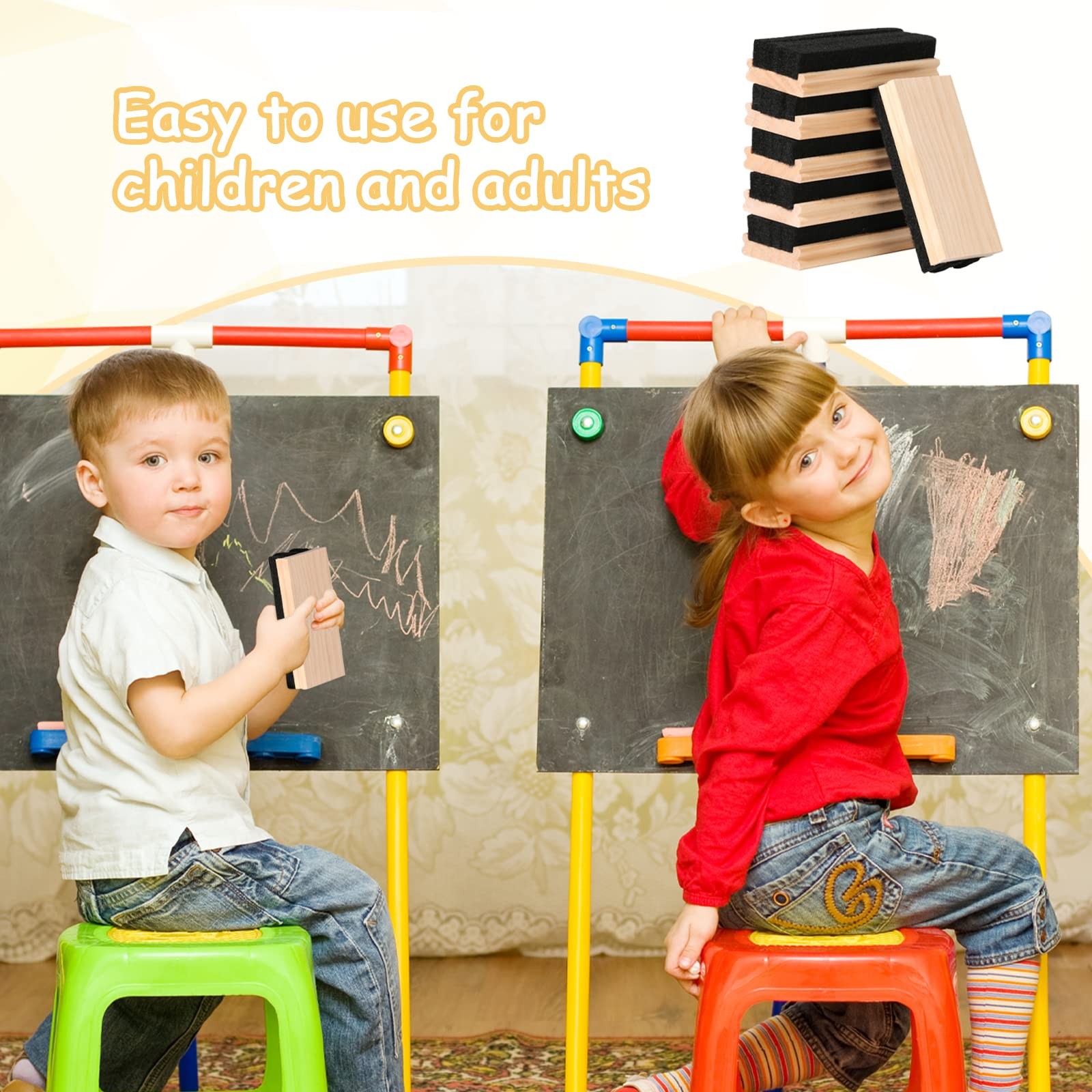 10 Pack Wool Felt Chalkboard Dustless Wood Chalk Eraser Blackboard Cleaner