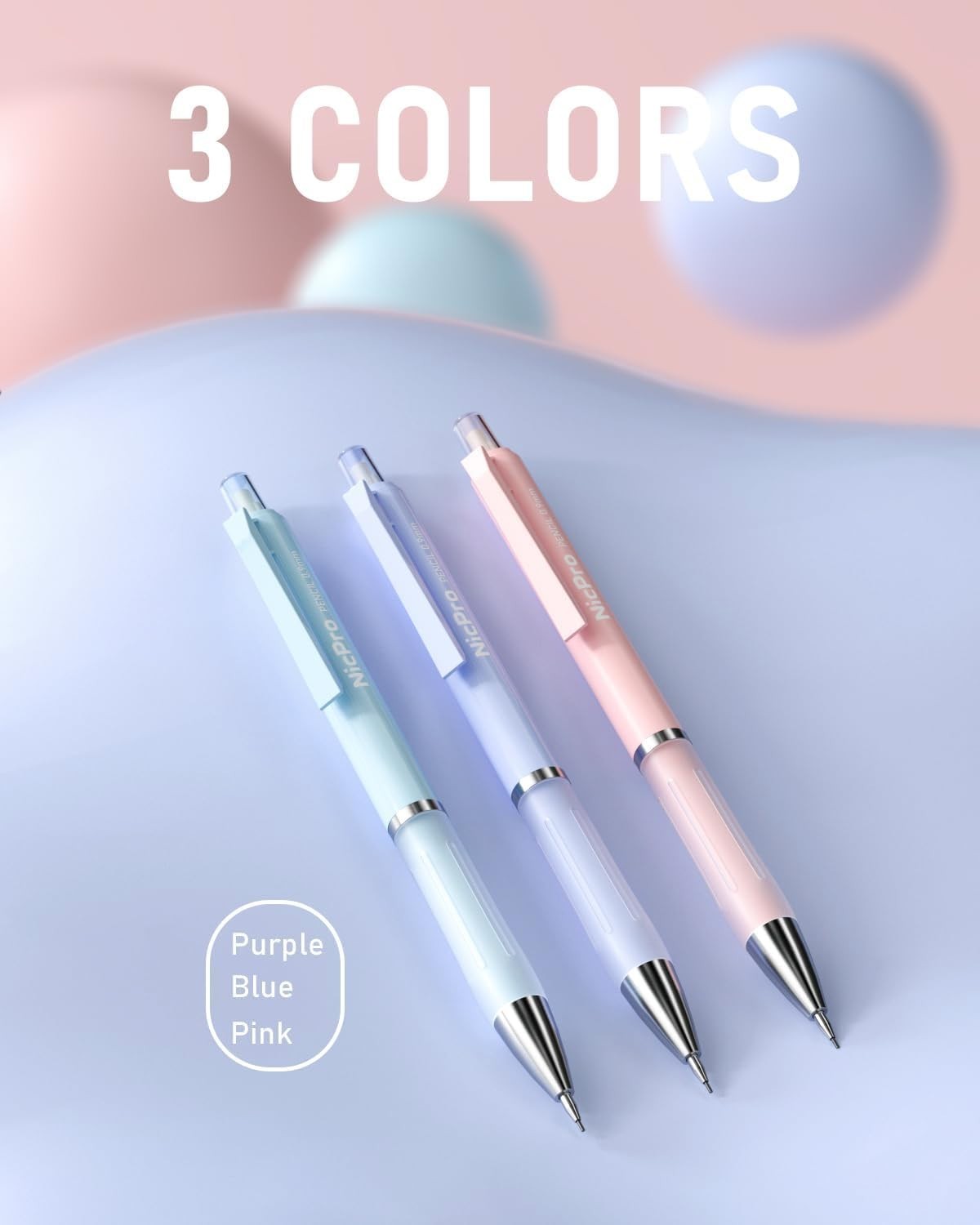 Charming 3PCS Pastel Mechanical Pencil Set for Kids – 0.9mm Writing Delight